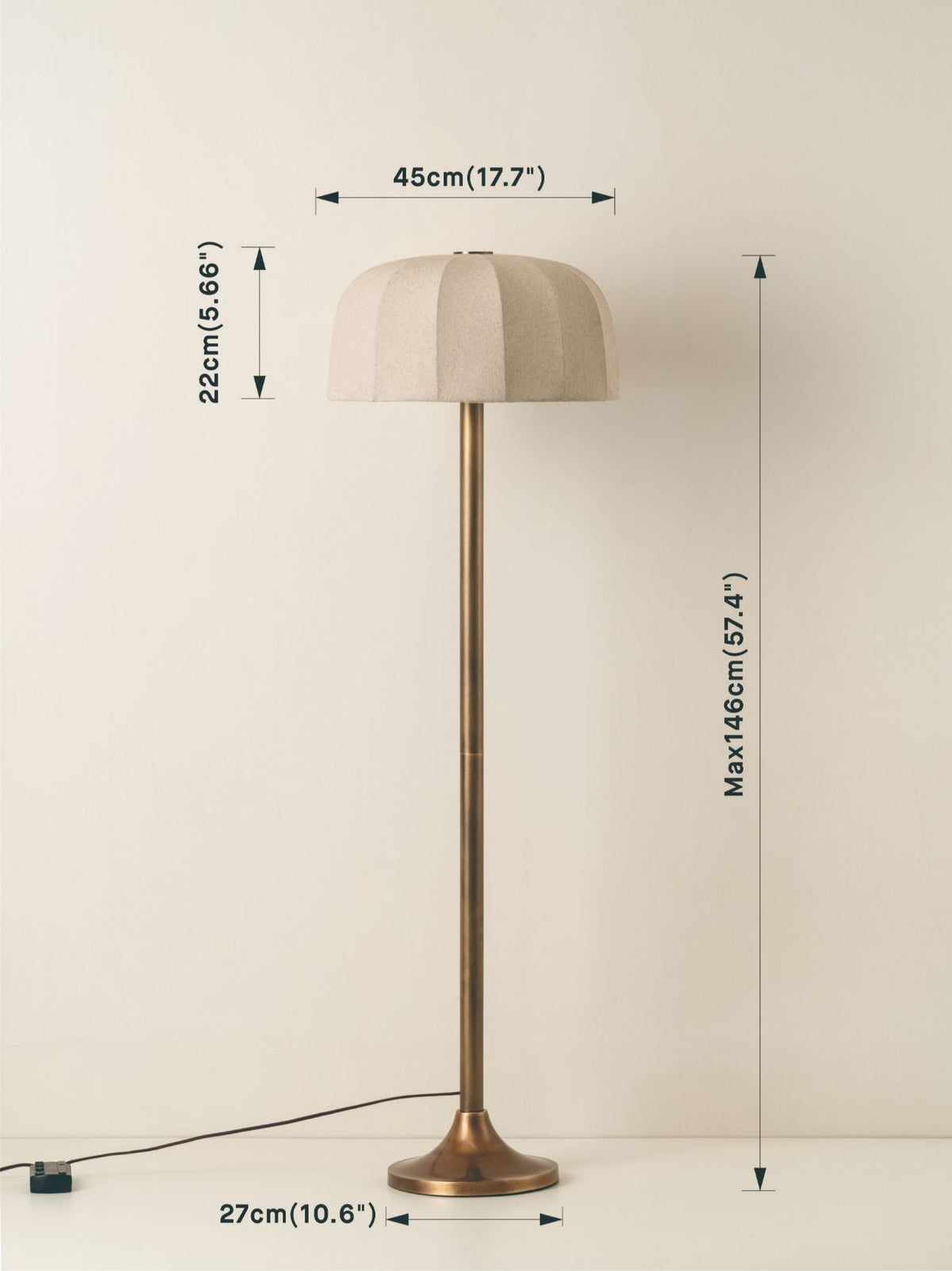 Ottino - Aged Brass And Linen Floor Lamp