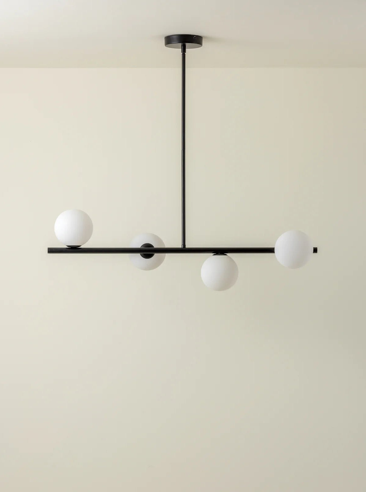 Perch - 4 Light Matt Black And Opal Pendant Bar
