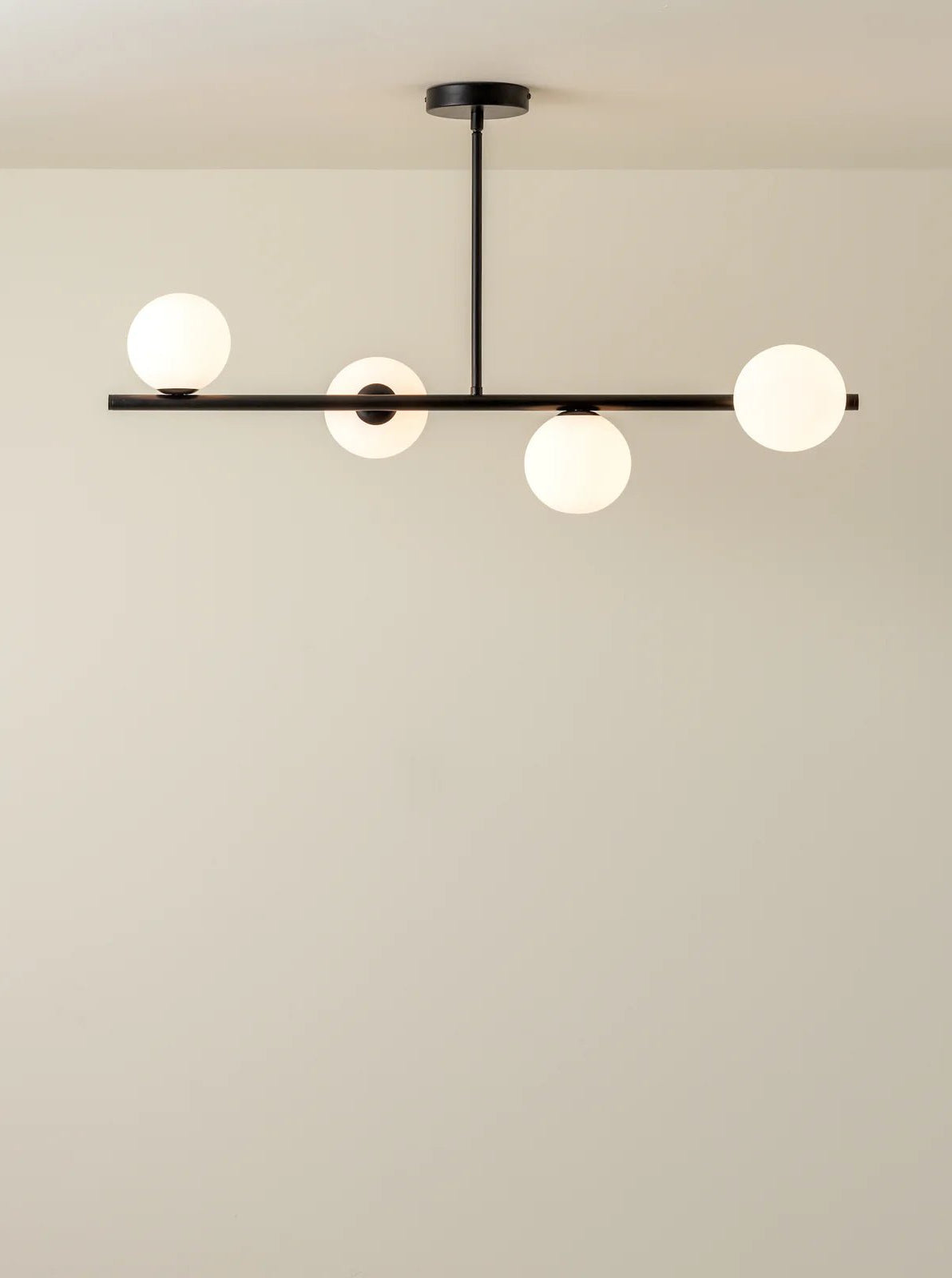 Perch - 4 Light Matt Black And Opal Pendant Bar