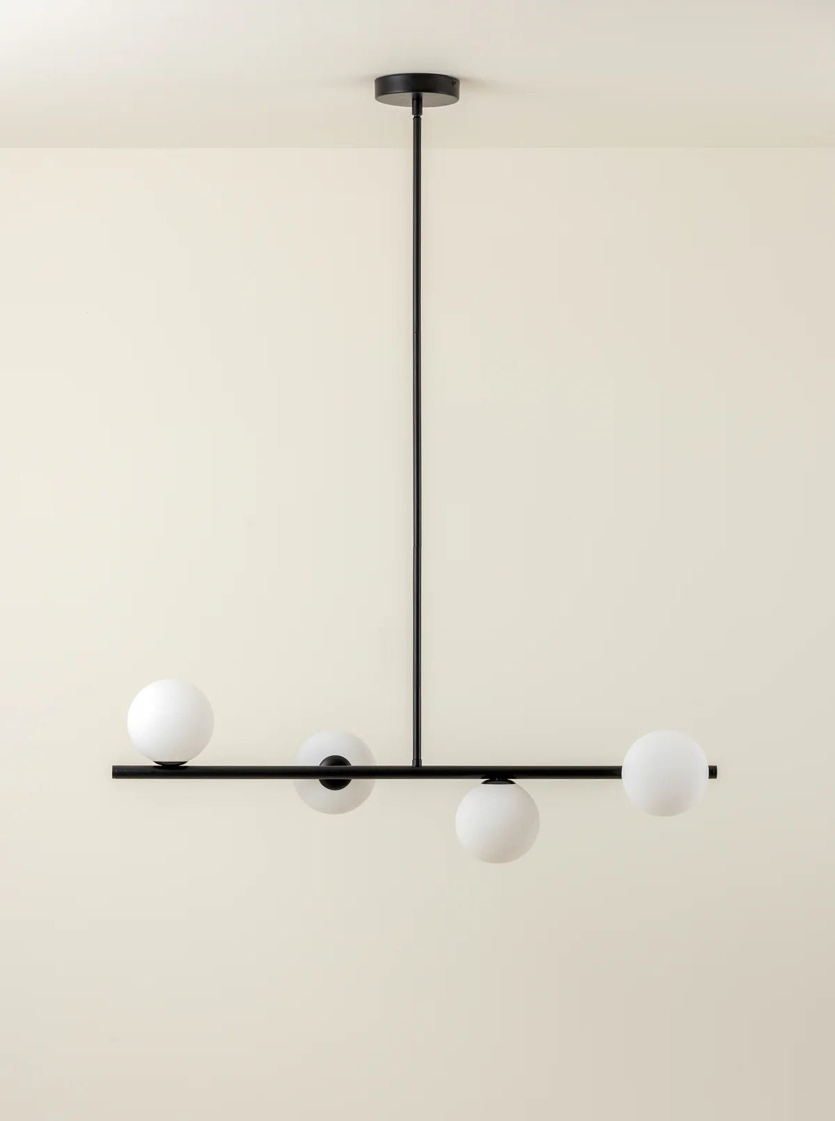 Perch - 4 Light Matt Black And Opal Pendant Bar