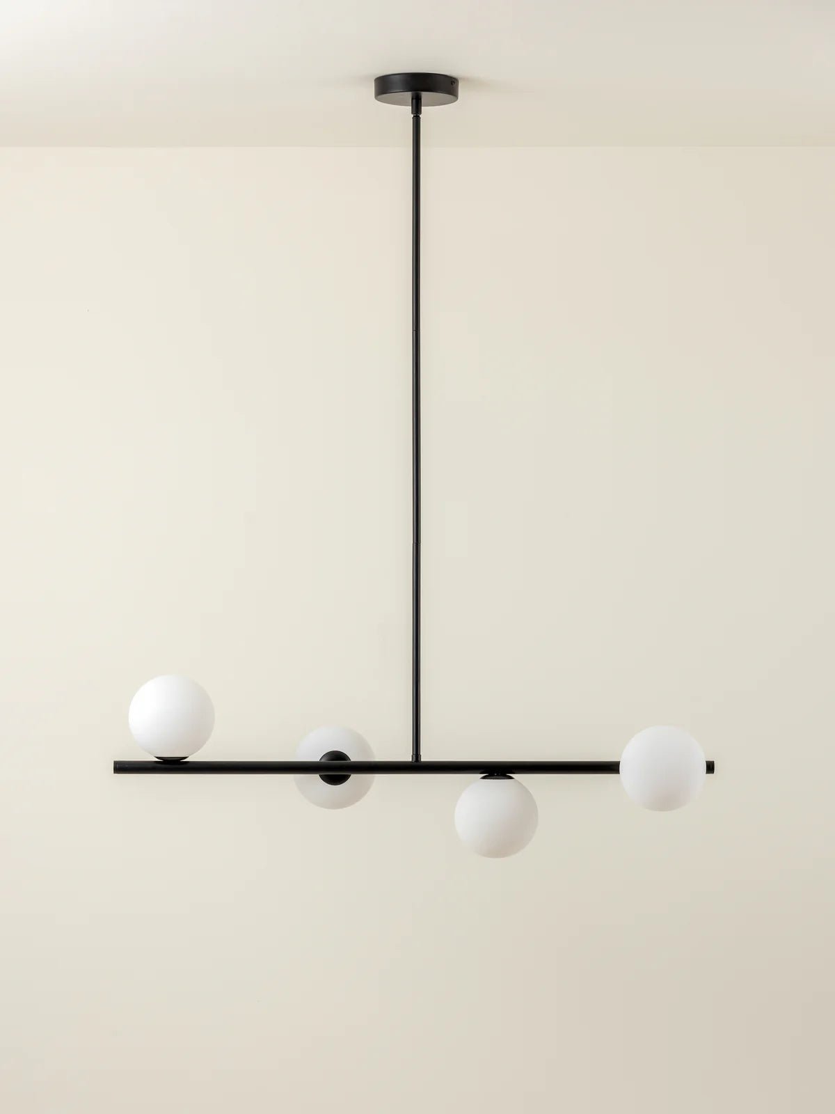 Perch - 4 Light Matt Black And Opal Pendant Bar