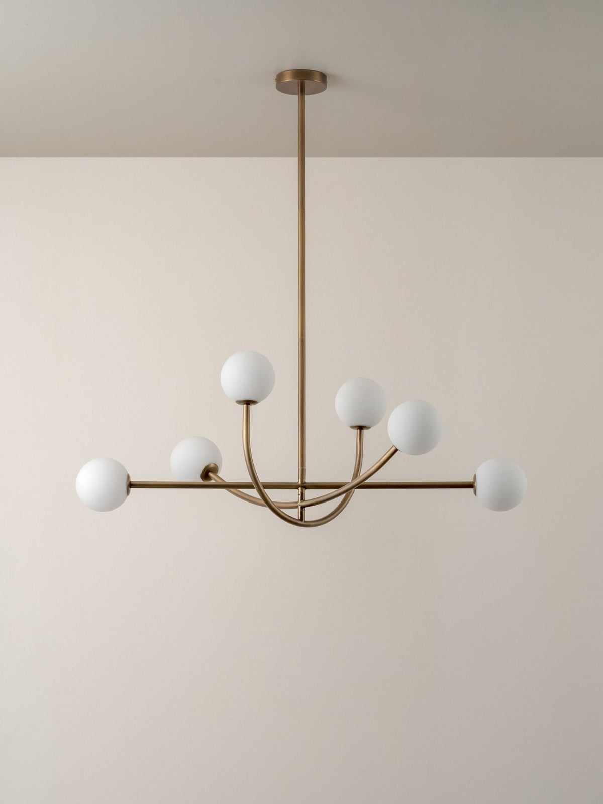 Perry - 6 Light Aged Brass And Opal Pendant