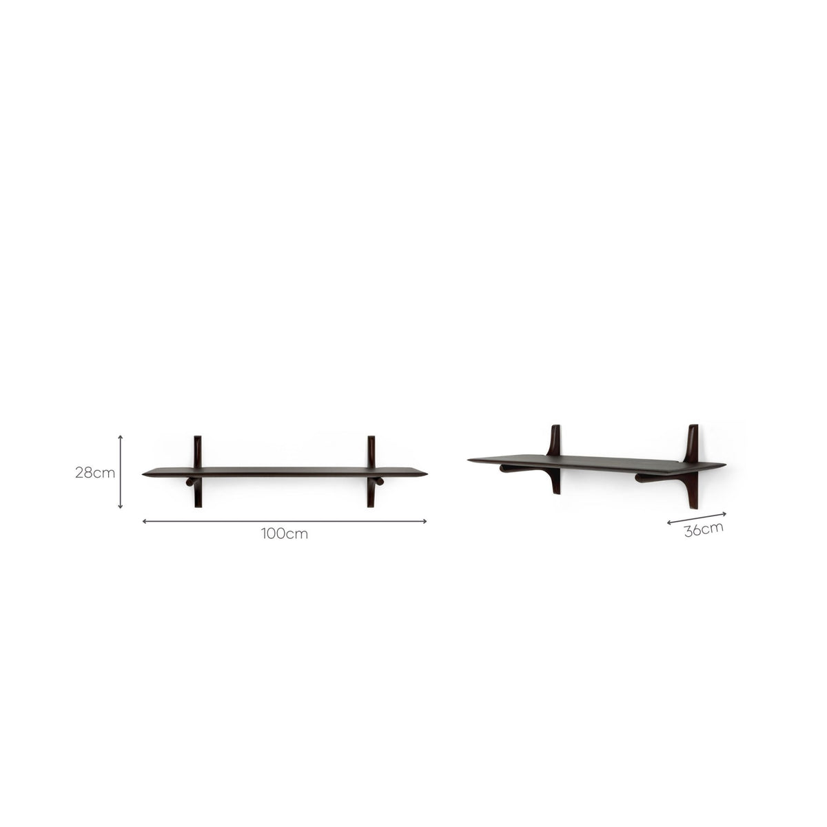 Pi Wall Shelf - Varnished Mahogany - Dark Brown - 1 Shelf - Shelving Ethnicraft Loom Collection Dubai