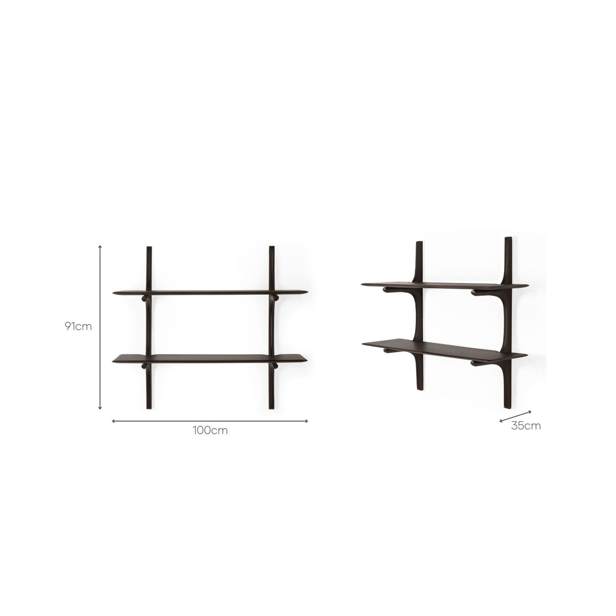 Pi Wall Shelf - Varnished Mahogany - Dark Brown - Shelving Ethnicraft Loom Collection Dubai