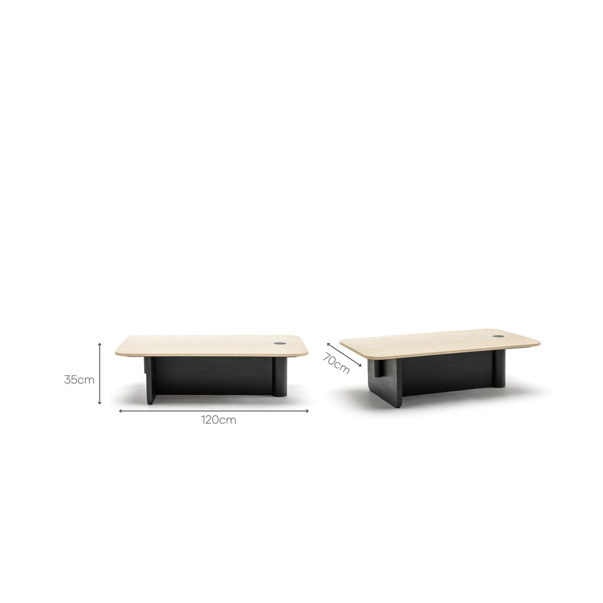 Pivot Coffee Table - Black Oak & Travertine - Coffee Tables Natadora Loom Collection Dubai
