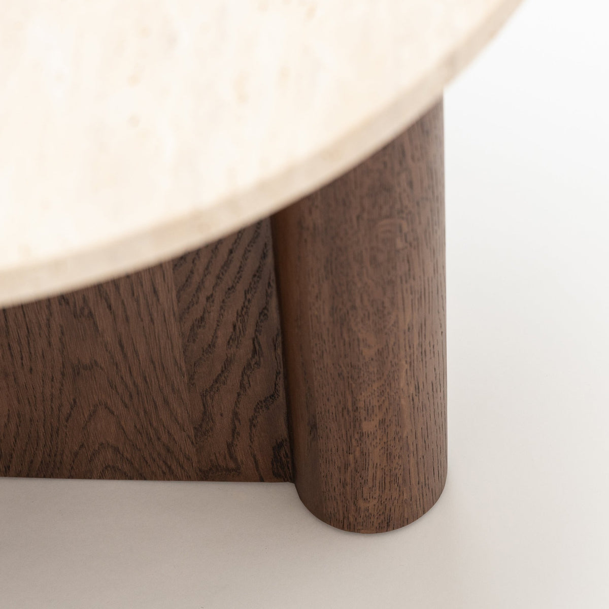 Pivot Side Table - Espresso Oak & Travertine - Side Tables Natadora Loom Collection Dubai