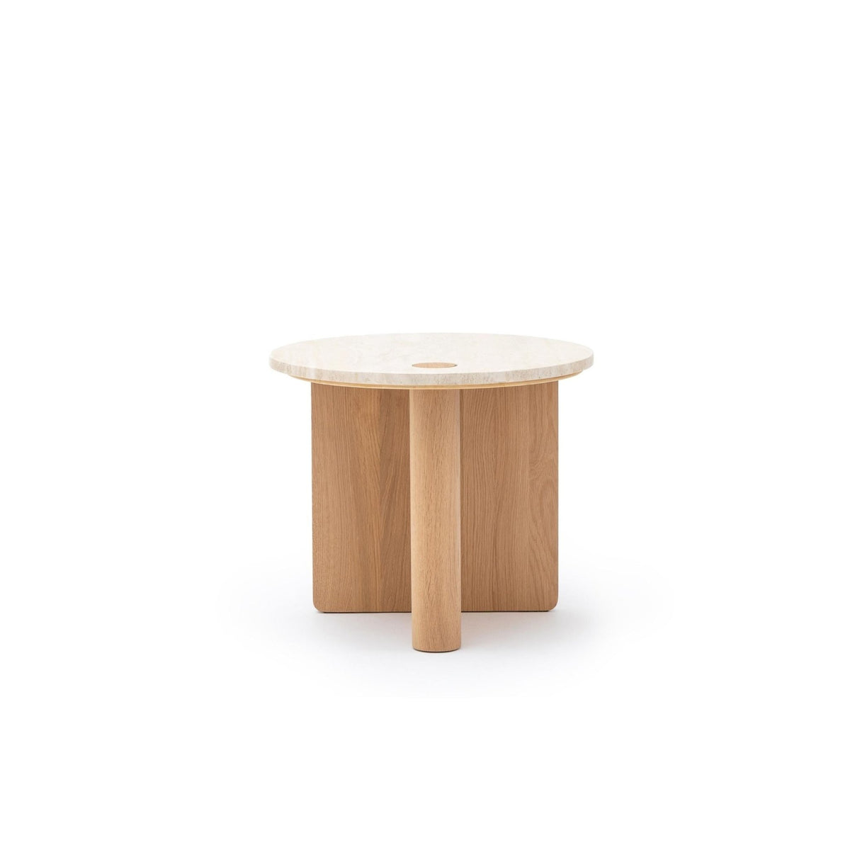 Pivot Side Table - Light Oak & Travertine - Side Tables Natadora Loom Collection Dubai
