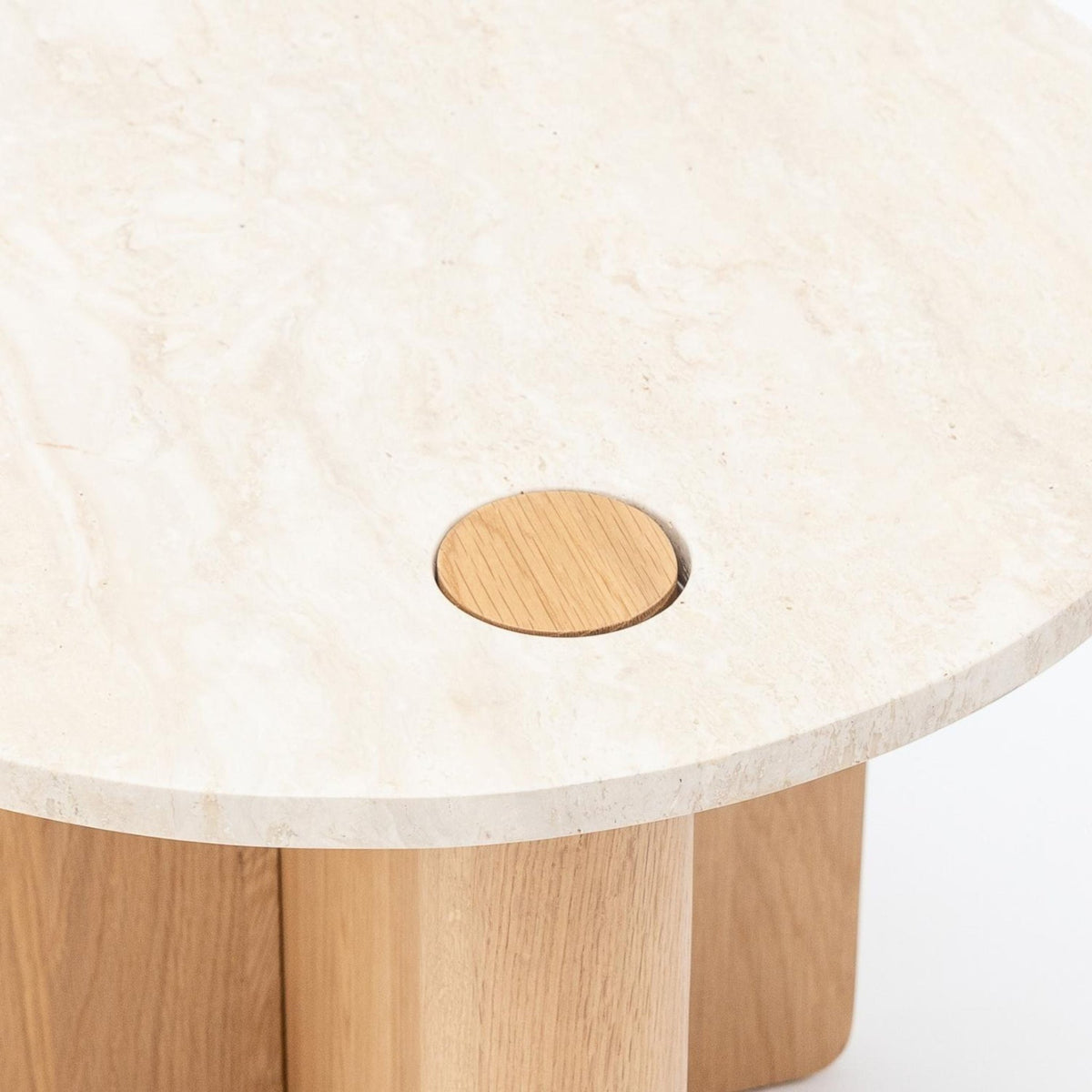 Pivot Side Table - Light Oak & Travertine - Side Tables Natadora Loom Collection Dubai