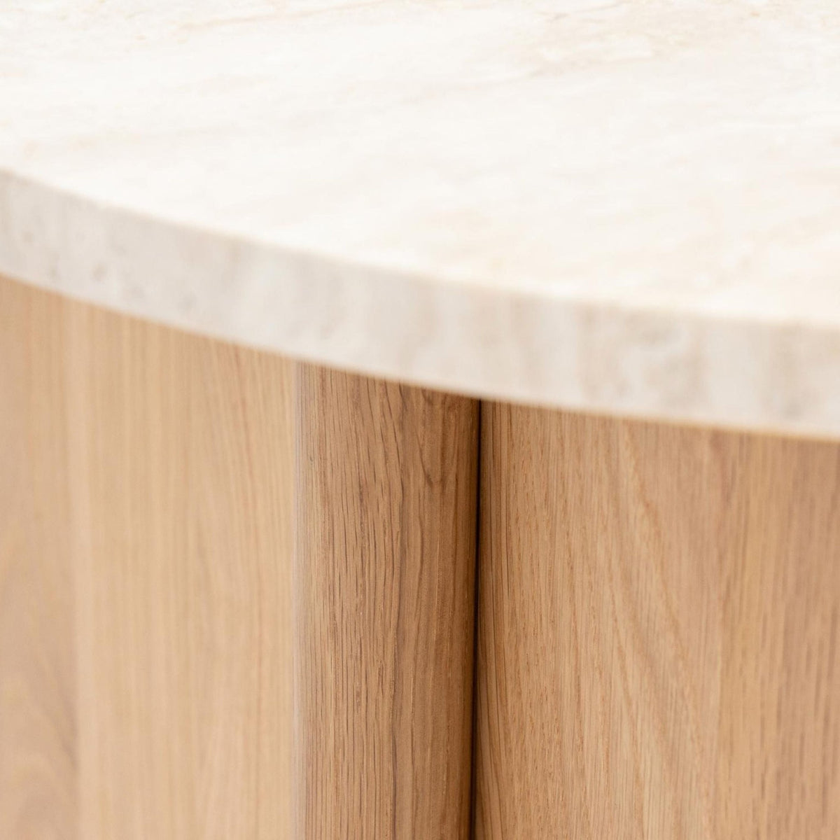 Pivot Side Table - Light Oak & Travertine - Side Tables Natadora Loom Collection Dubai