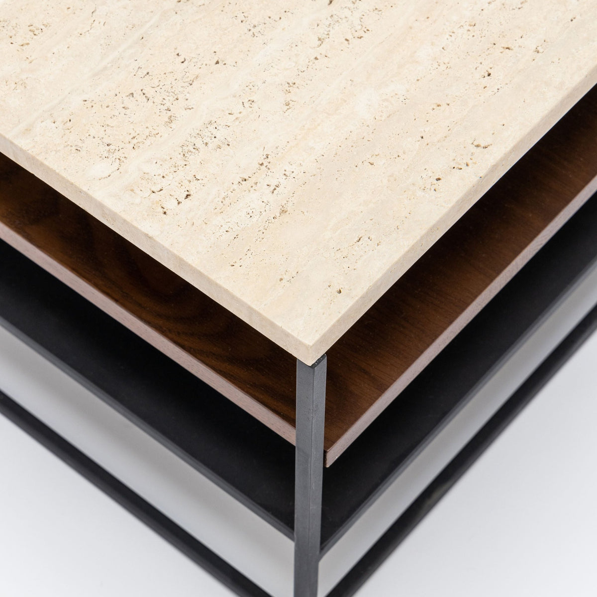 Podium Coffee Table - Travertine & Smoked Oak - Coffee Tables Tolv Loom Collection Dubai