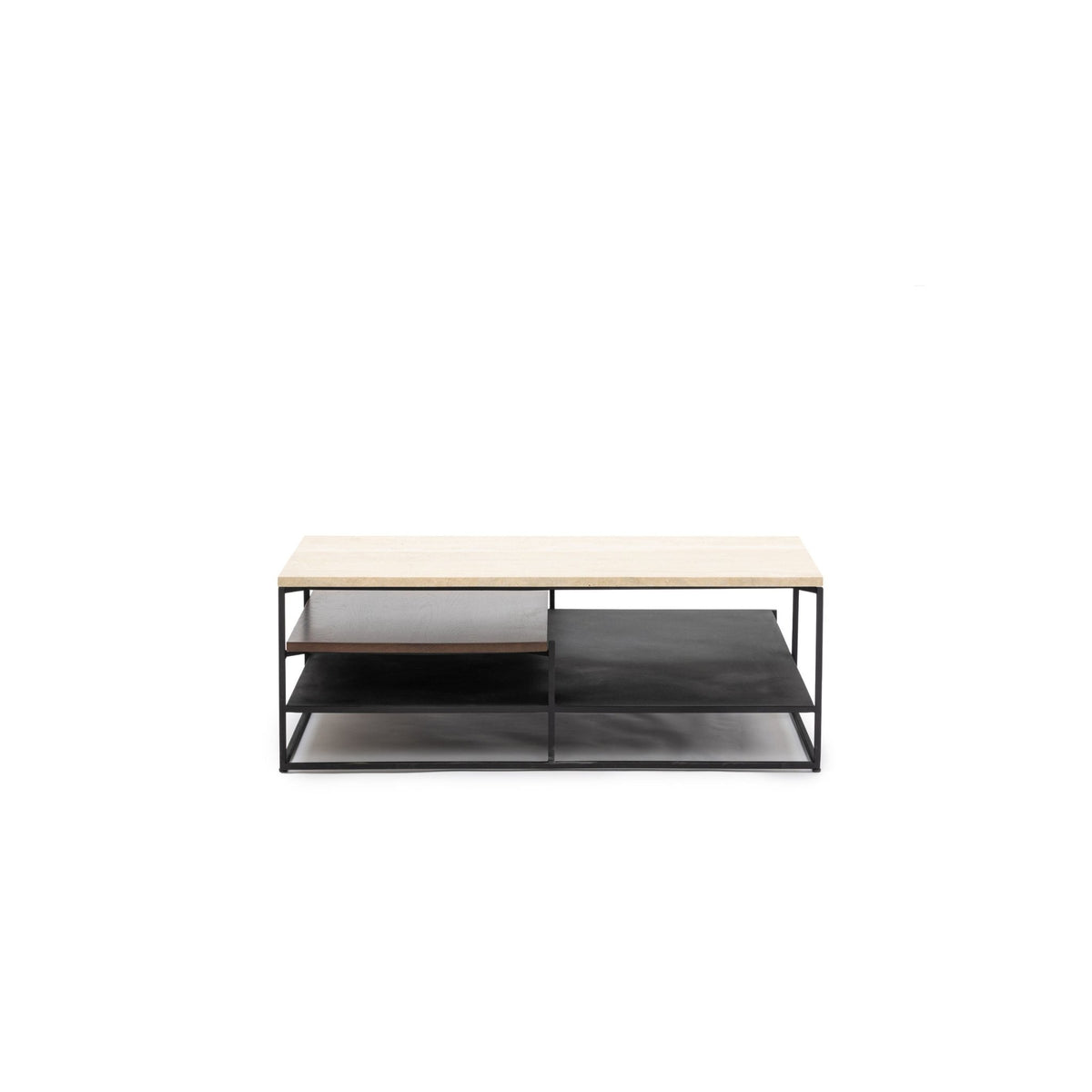 Podium Coffee Table - Travertine & Smoked Oak - Coffee Tables Tolv Loom Collection Dubai