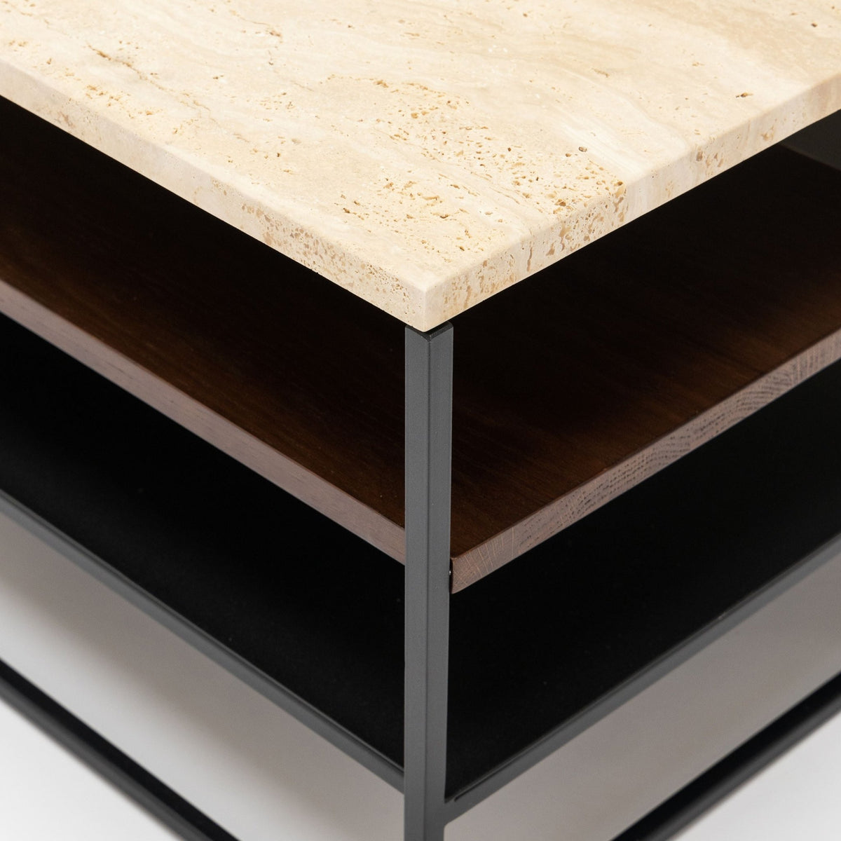 Podium Coffee Table - Travertine & Smoked Oak - Coffee Tables Tolv Loom Collection Dubai