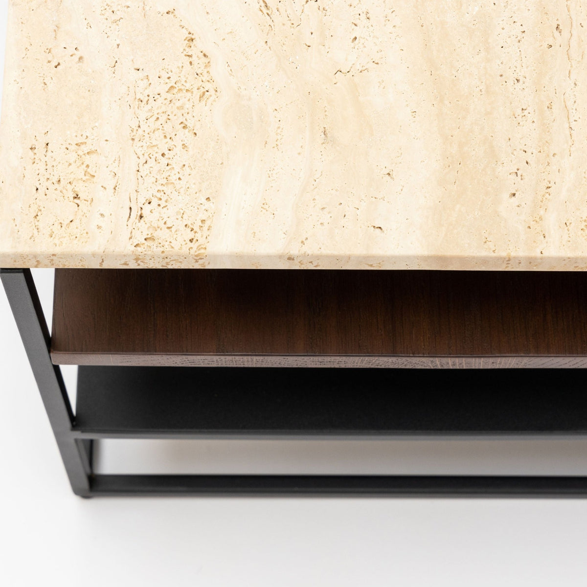 Podium Coffee Table - Travertine & Smoked Oak - Coffee Tables Tolv Loom Collection Dubai