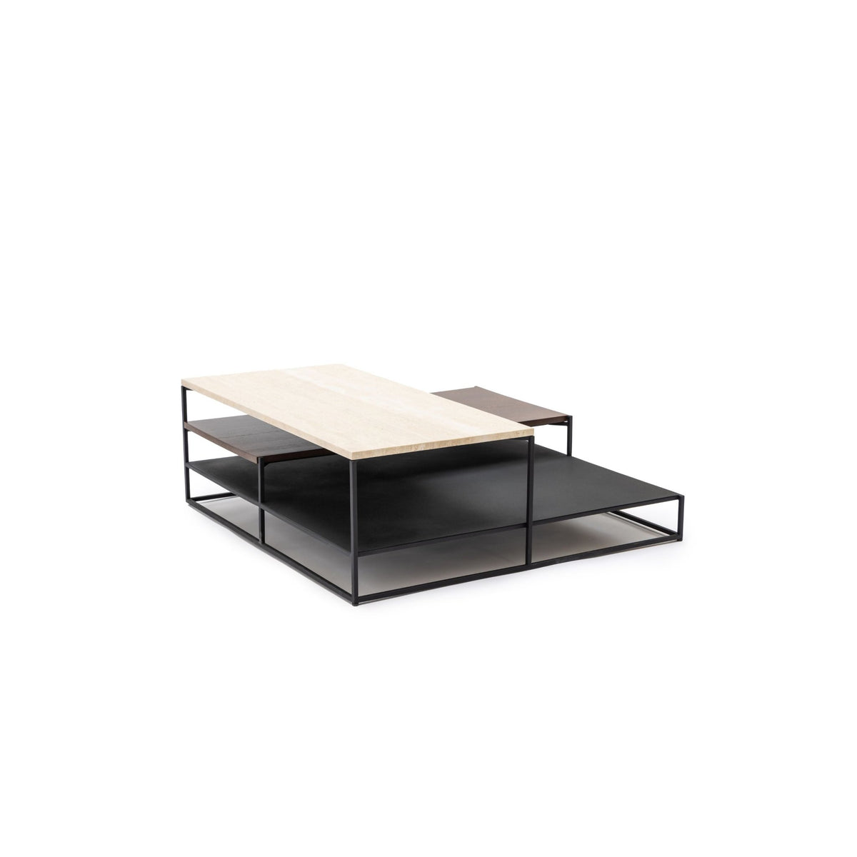 Podium Coffee Table - Travertine & Smoked Oak - Coffee Tables Tolv Loom Collection Dubai