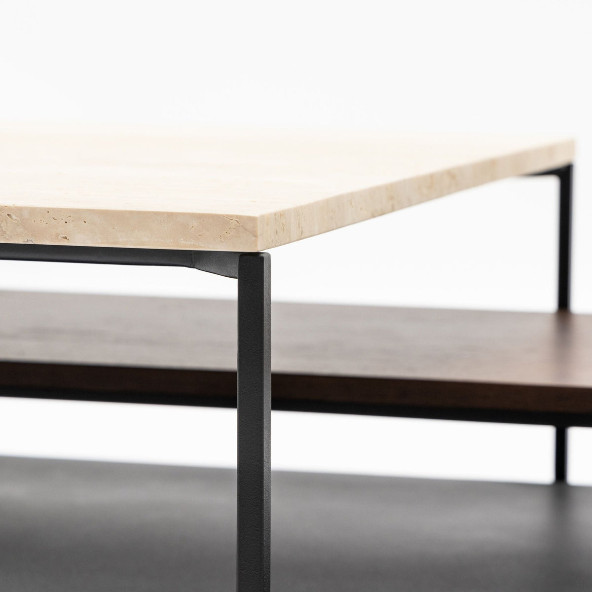 Podium Coffee Table - Travertine & Smoked Oak - Coffee Tables Tolv Loom Collection Dubai