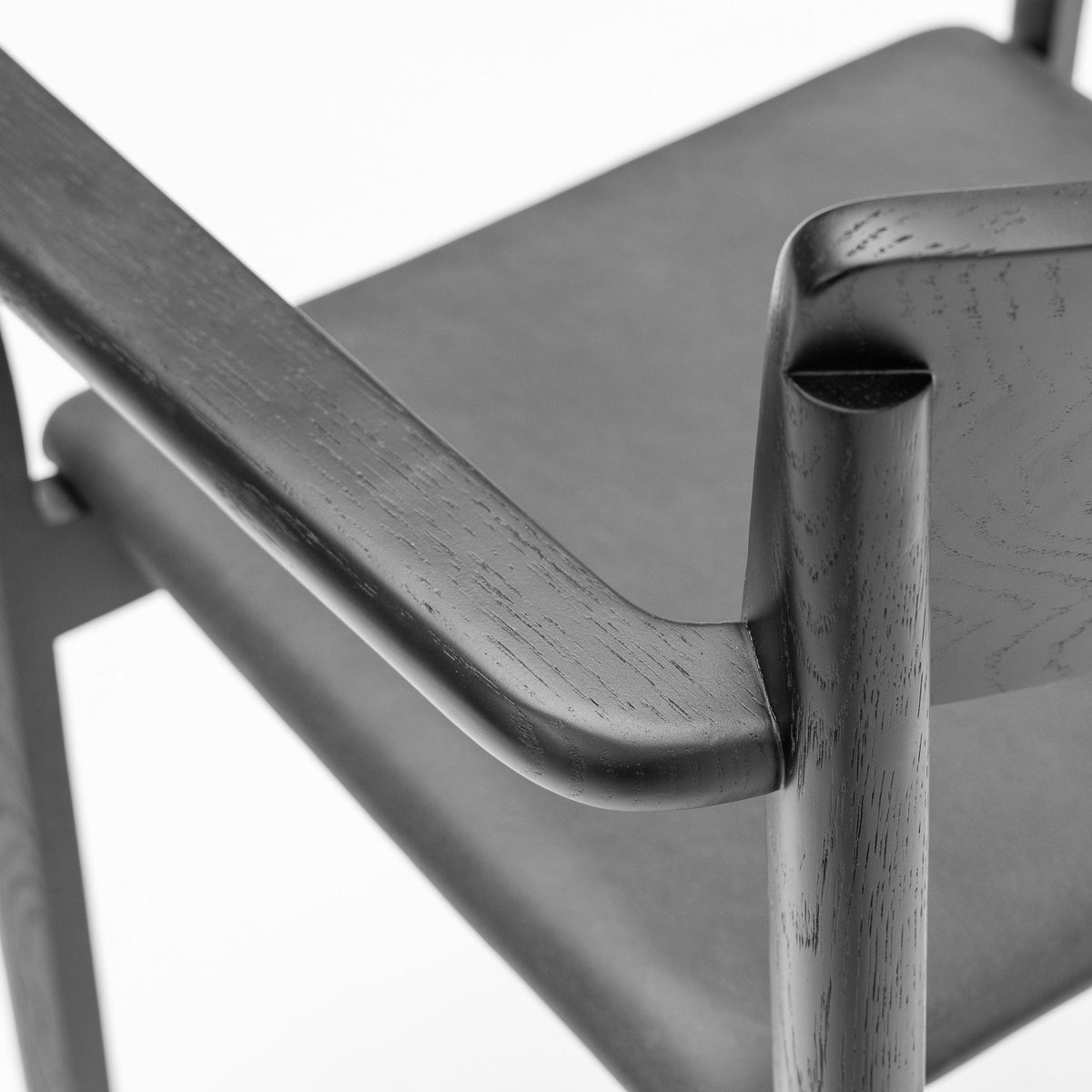 Poise Armchair - Black Oak & Charcoal Leather