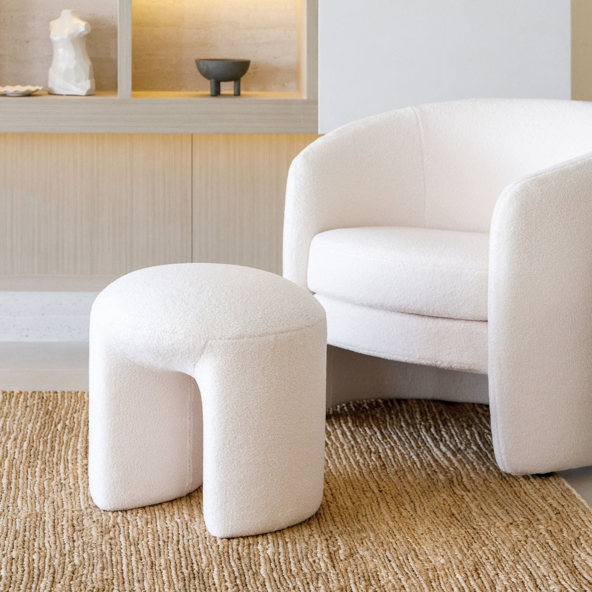 Remi Stool - Cream - Ottomans Loom Collection Loom Collection Dubai