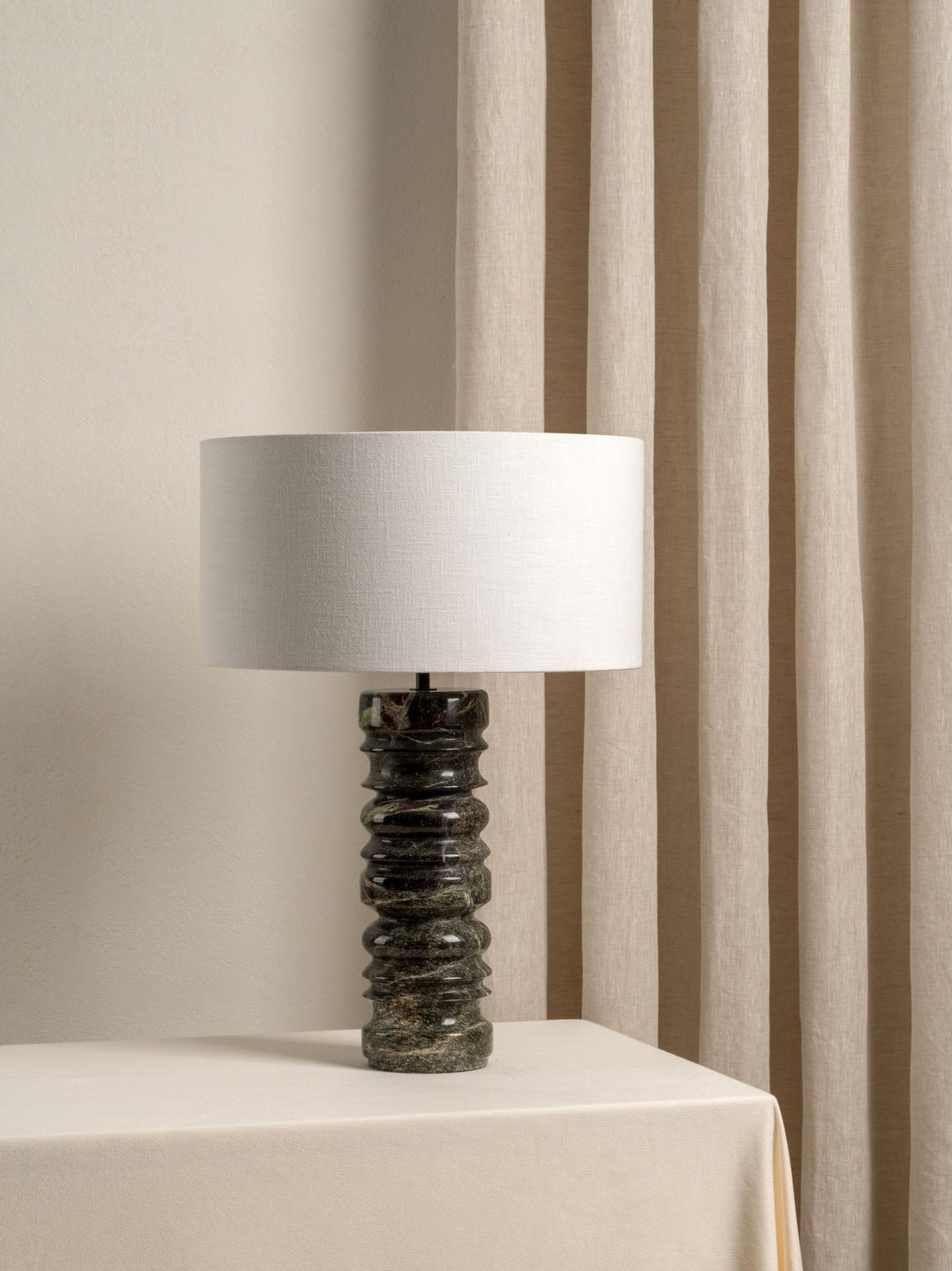 Renee - Large Green Marble Table Lamp