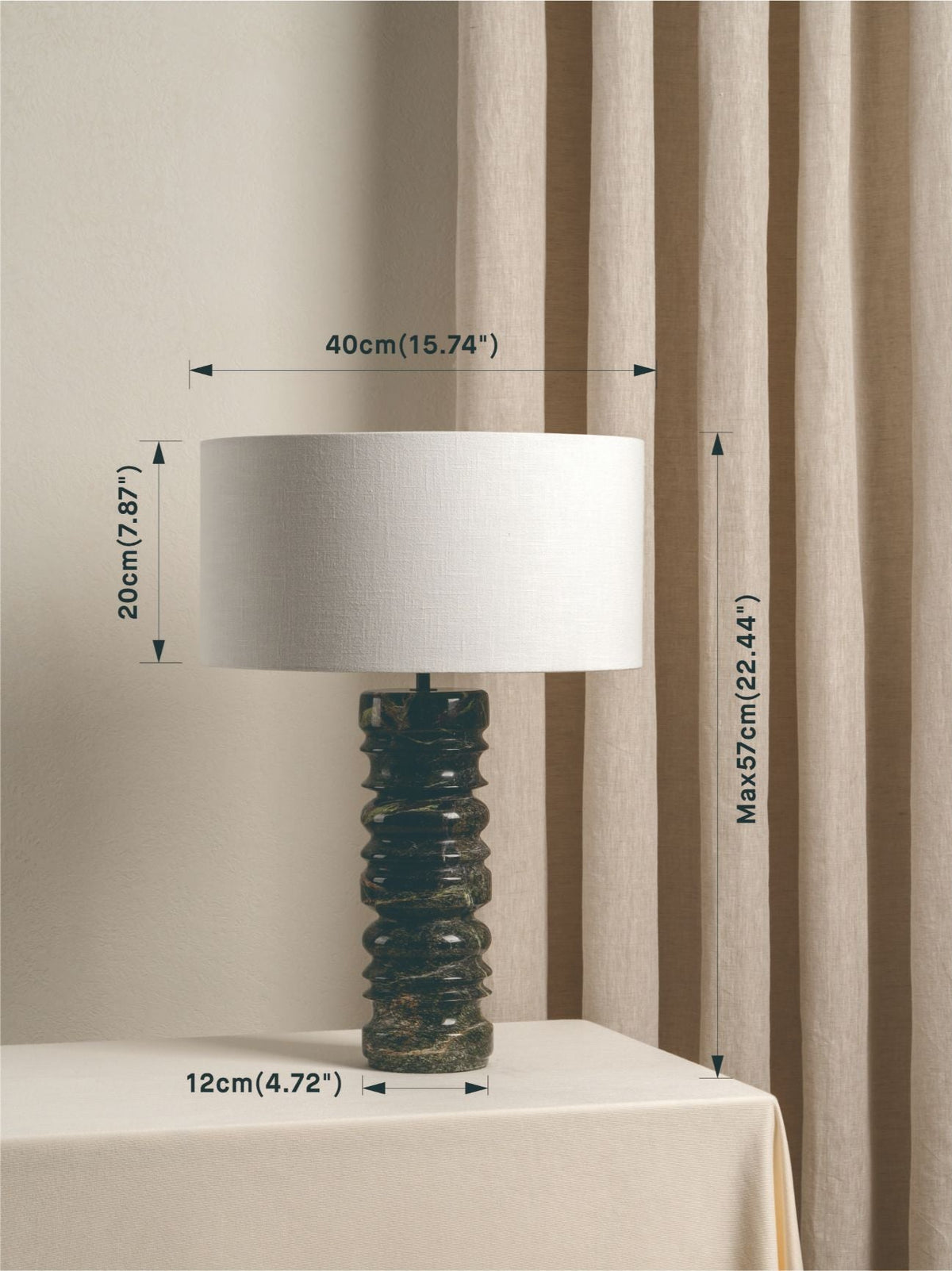 Renee - Large Green Marble Table Lamp