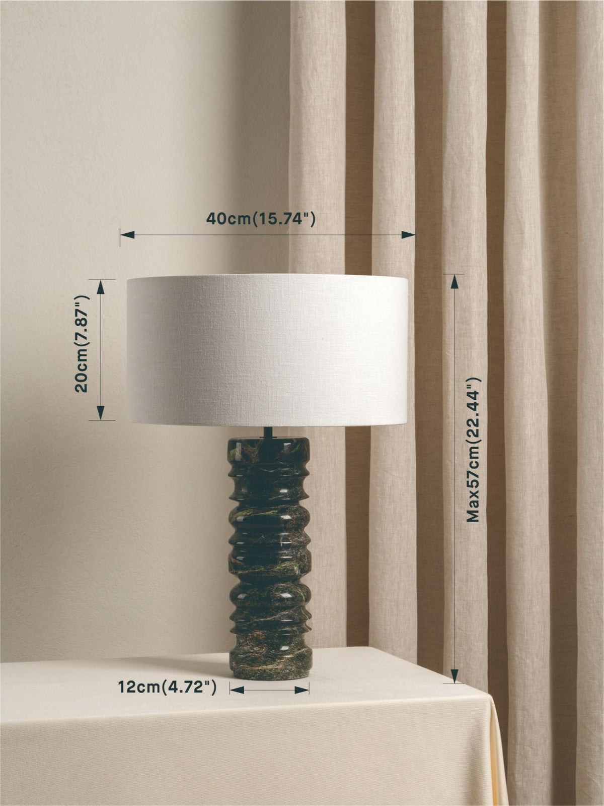 Renee - Large Green Marble Table Lamp