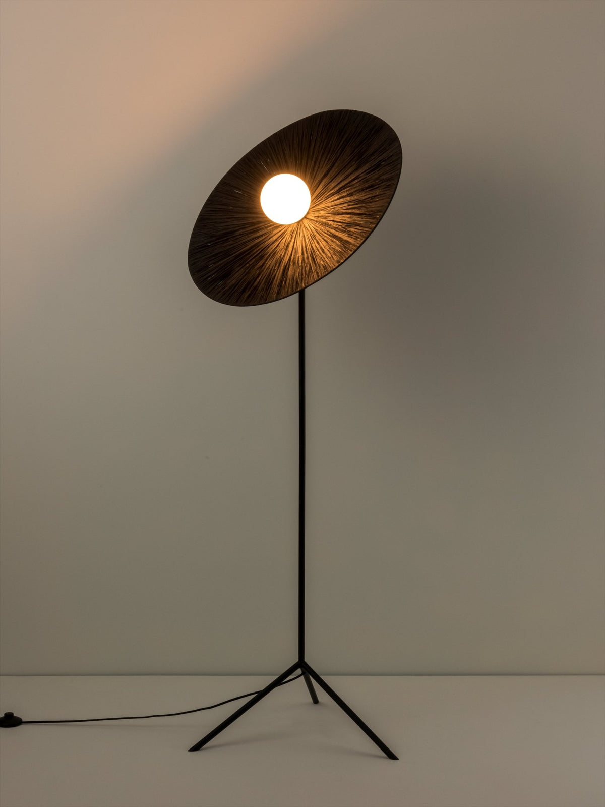 Ridotti - 1 Light Black Raffia Floor Lamp