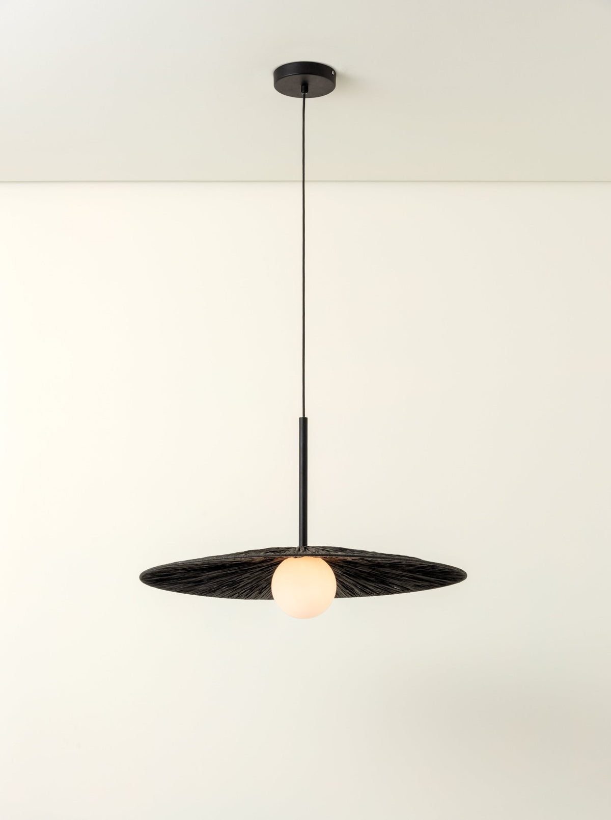 Ridotti - 1 Light Matt Black Raffia Pendant
