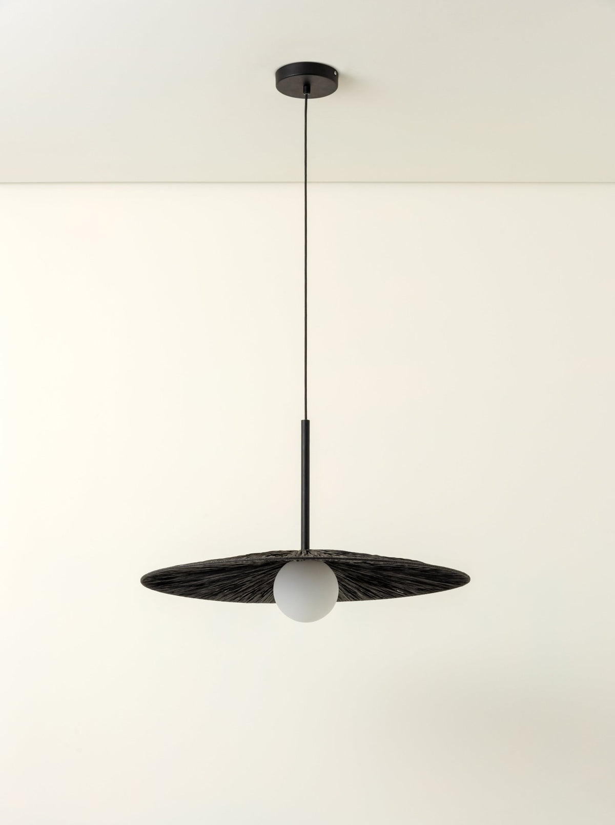 Ridotti - 1 Light Matt Black Raffia Pendant