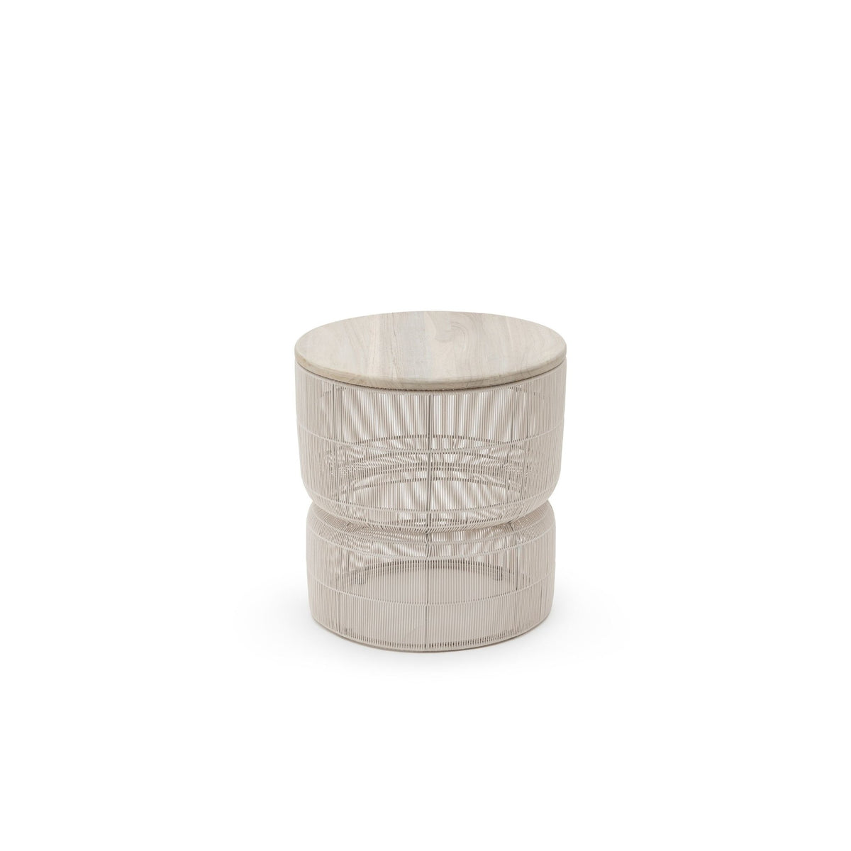 Riviera Side Table - Chalk & Aged Teak - Side Tables Loom Collection Loom Collection Dubai