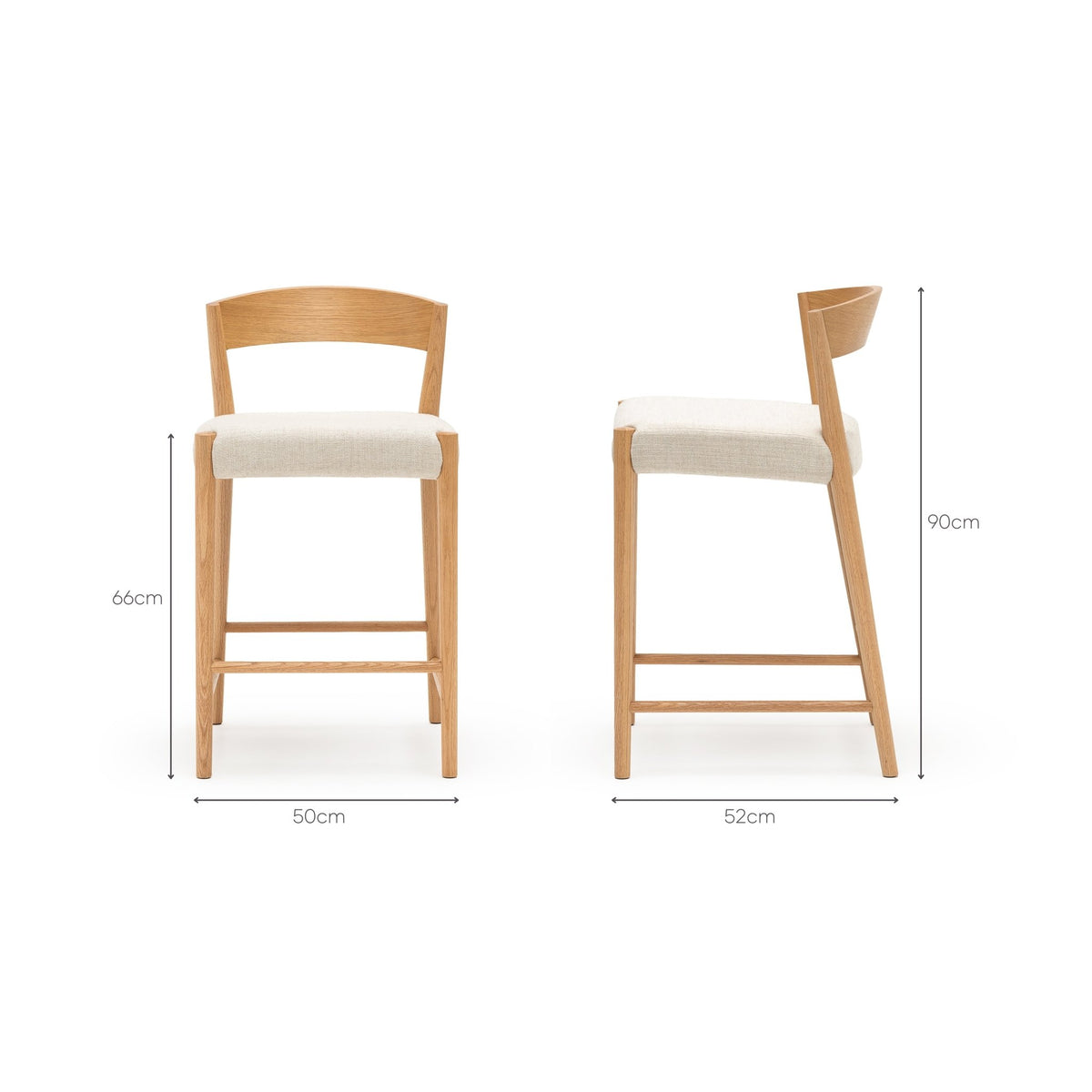 Ronda Counter Chair - Light Oak & Oatmeal