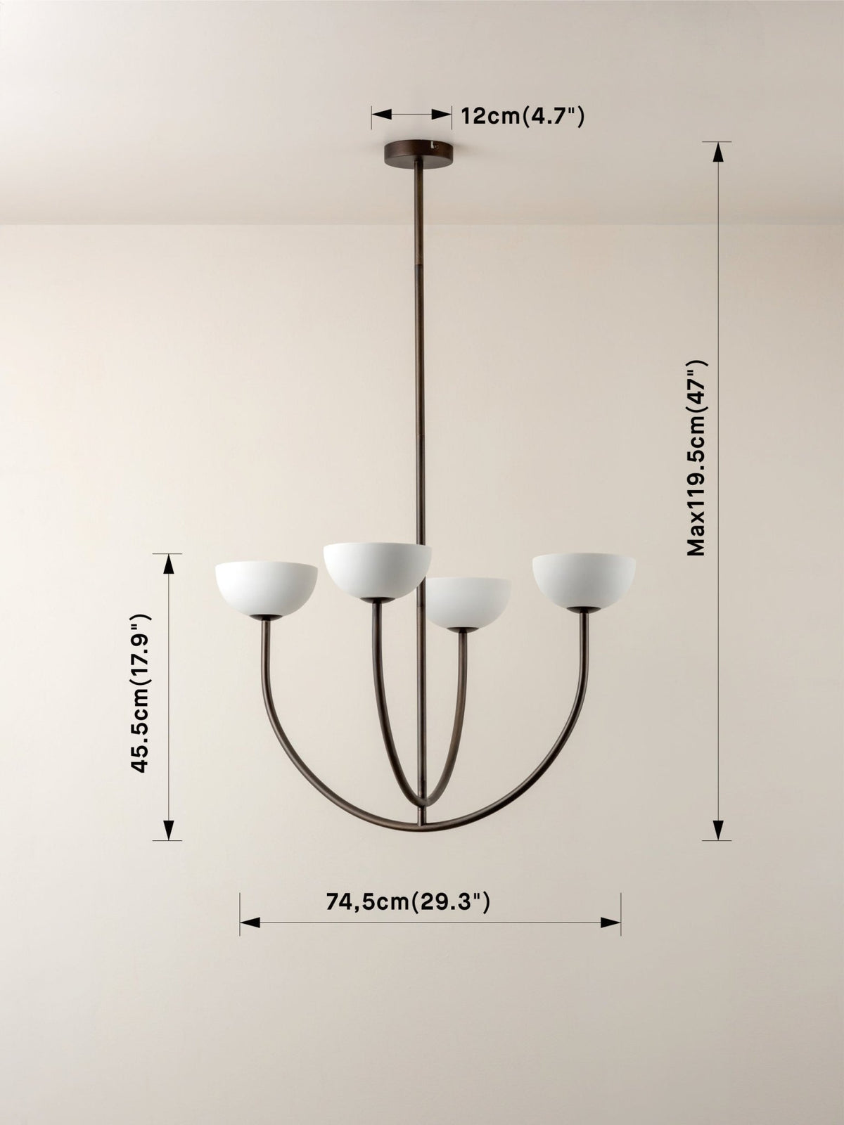 Ruzo - 4 Light Bronze And White Porcelain Ceiling Pendant