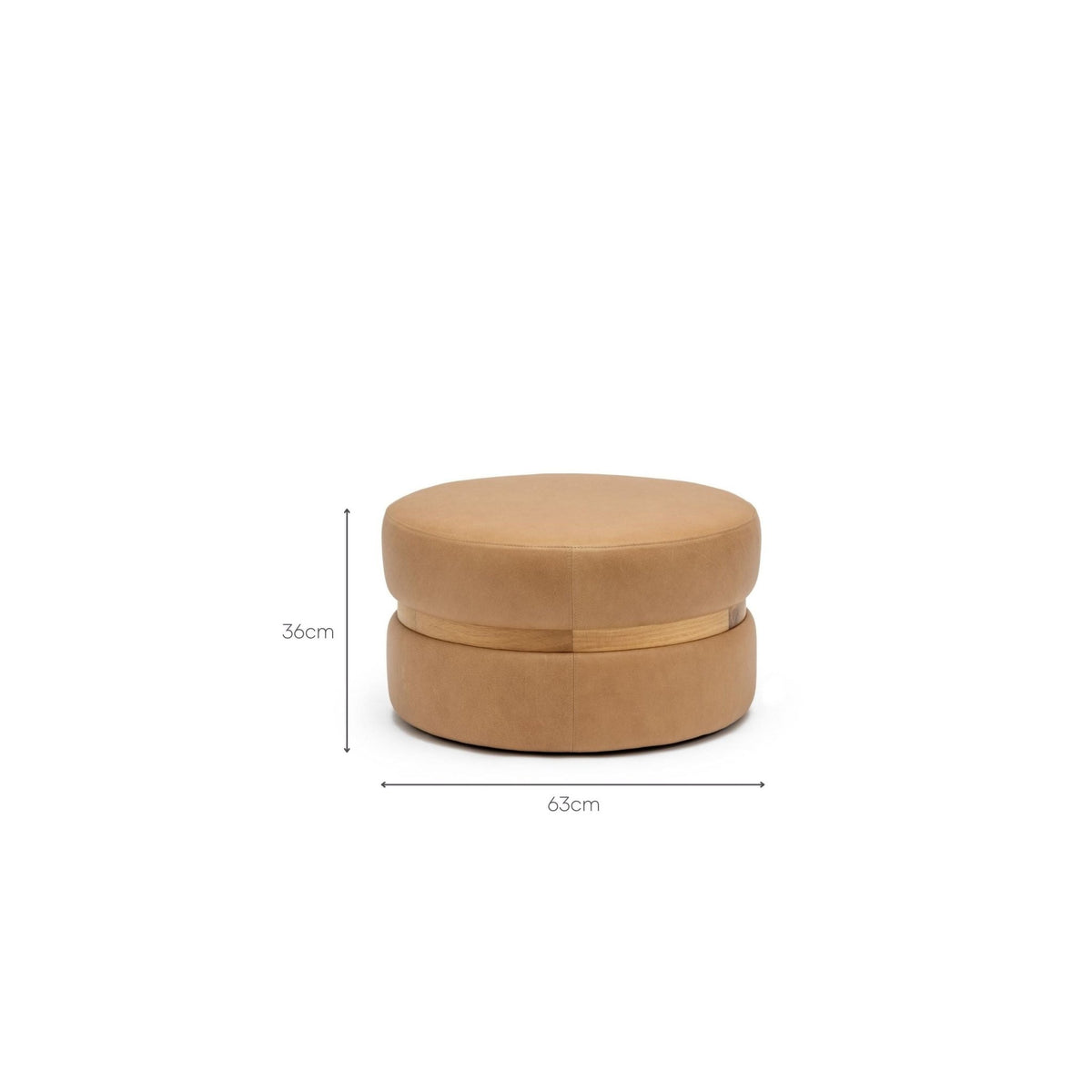 Saga Stool - Light Oak & Pecan Leather - Ottomans Tolv Loom Collection Dubai