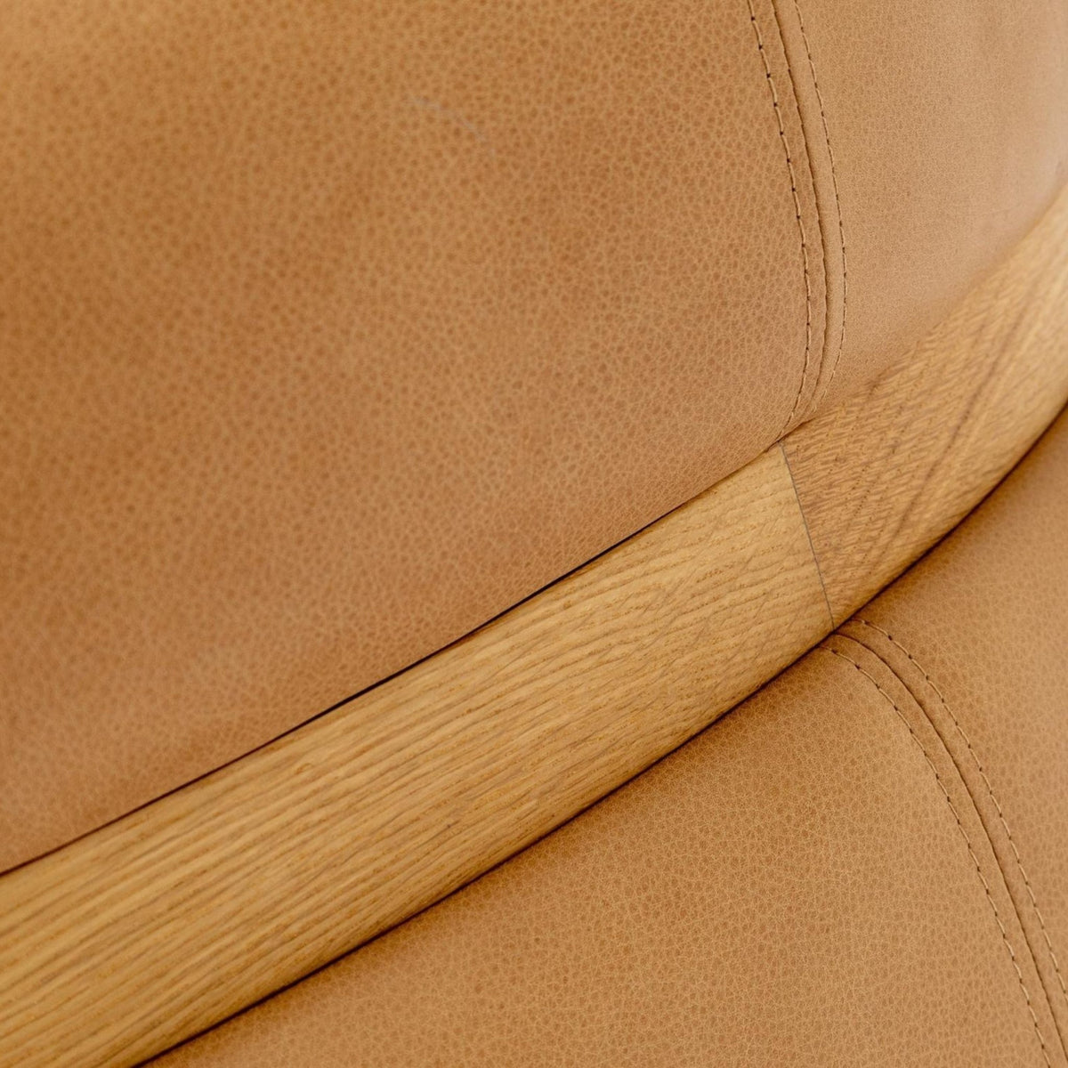 Saga Stool - Light Oak & Pecan Leather - Ottomans Tolv Loom Collection Dubai