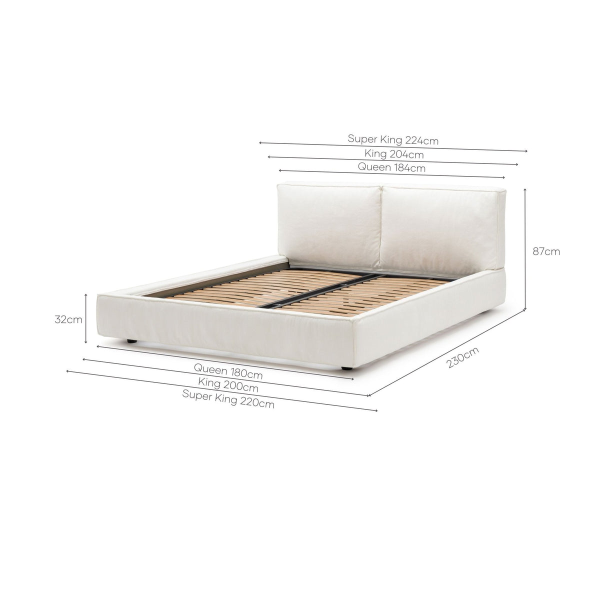 Santorini Standard Bed - Off White - Beds Loom Collection Loom Collection Dubai
