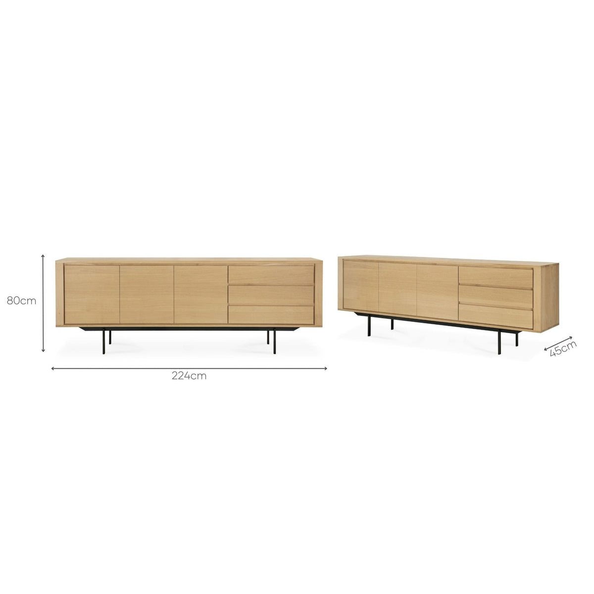 Shadow Sideboard - Oak with Black Metal Legs - Buffets & Sideboards Ethnicraft Loom Collection Dubai