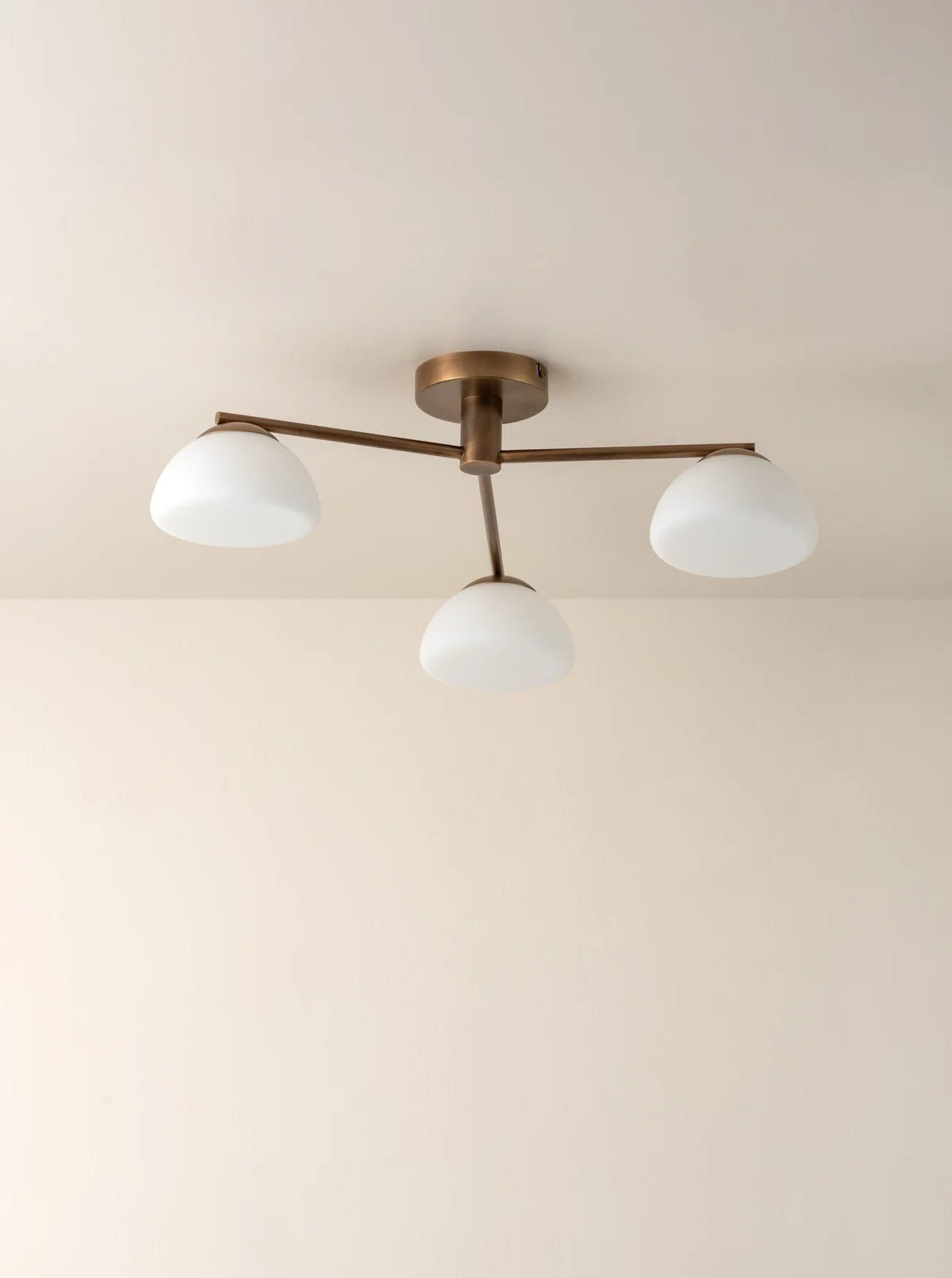 Silio - 3 Light Aged Brass And Opal Flush - Ceiling Lights Lights&Lamps Loom Collection Dubai