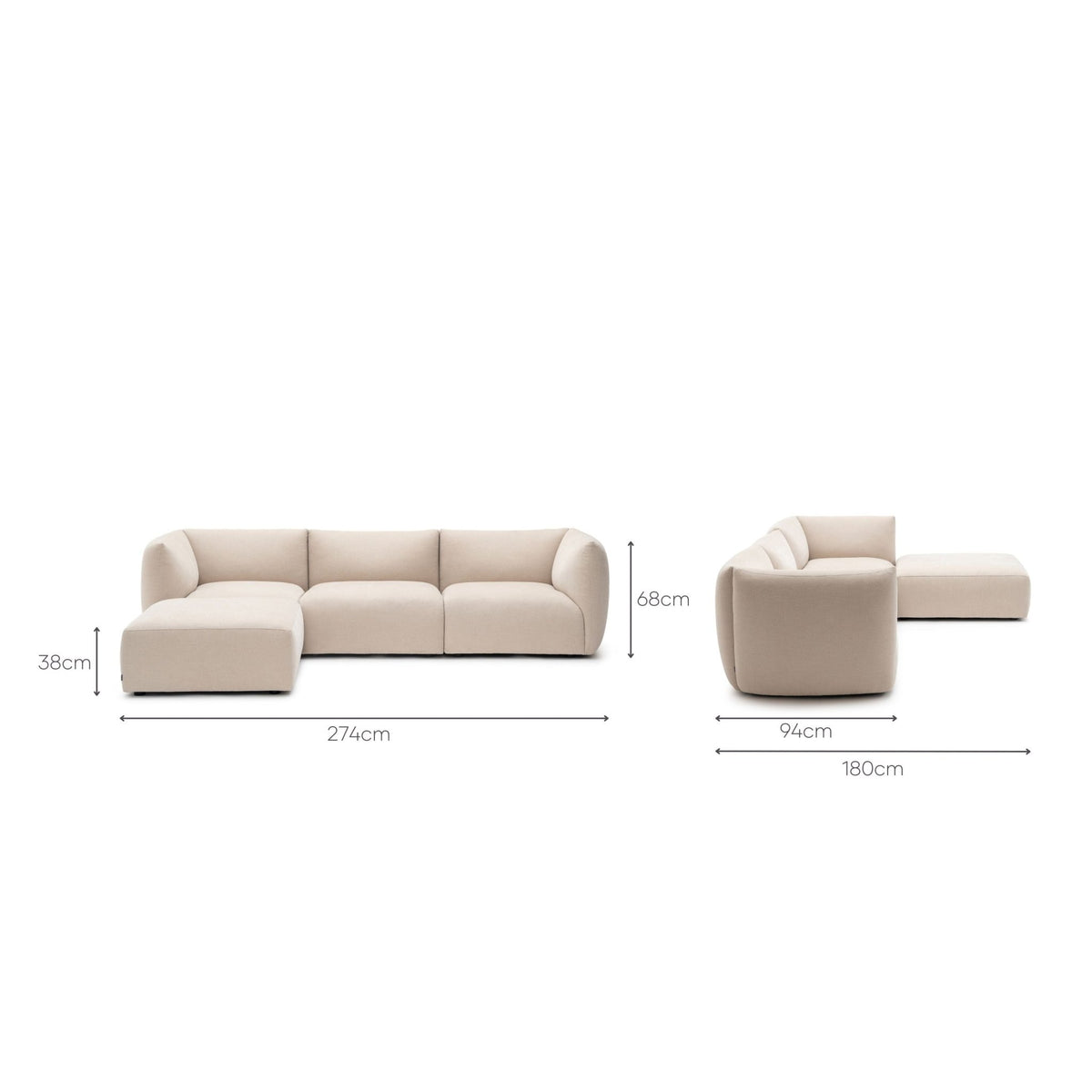 Slipper Corner Sofa - Bleached Sand - Sofa Natadora Loom Collection Dubai