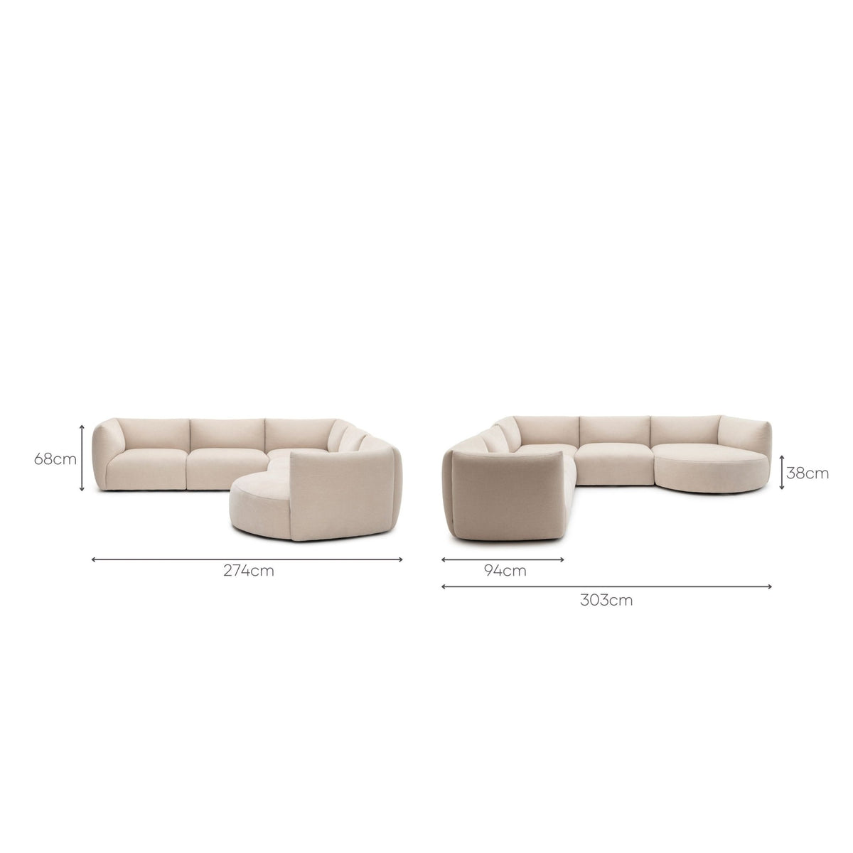 Slipper Large Corner Sofa - Bleached Sand - Sofa Natadora Loom Collection Dubai