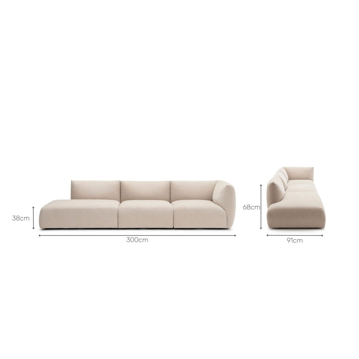 Slipper Large Open Sofa - Bleached Sand - Sofa Natadora Loom Collection Dubai