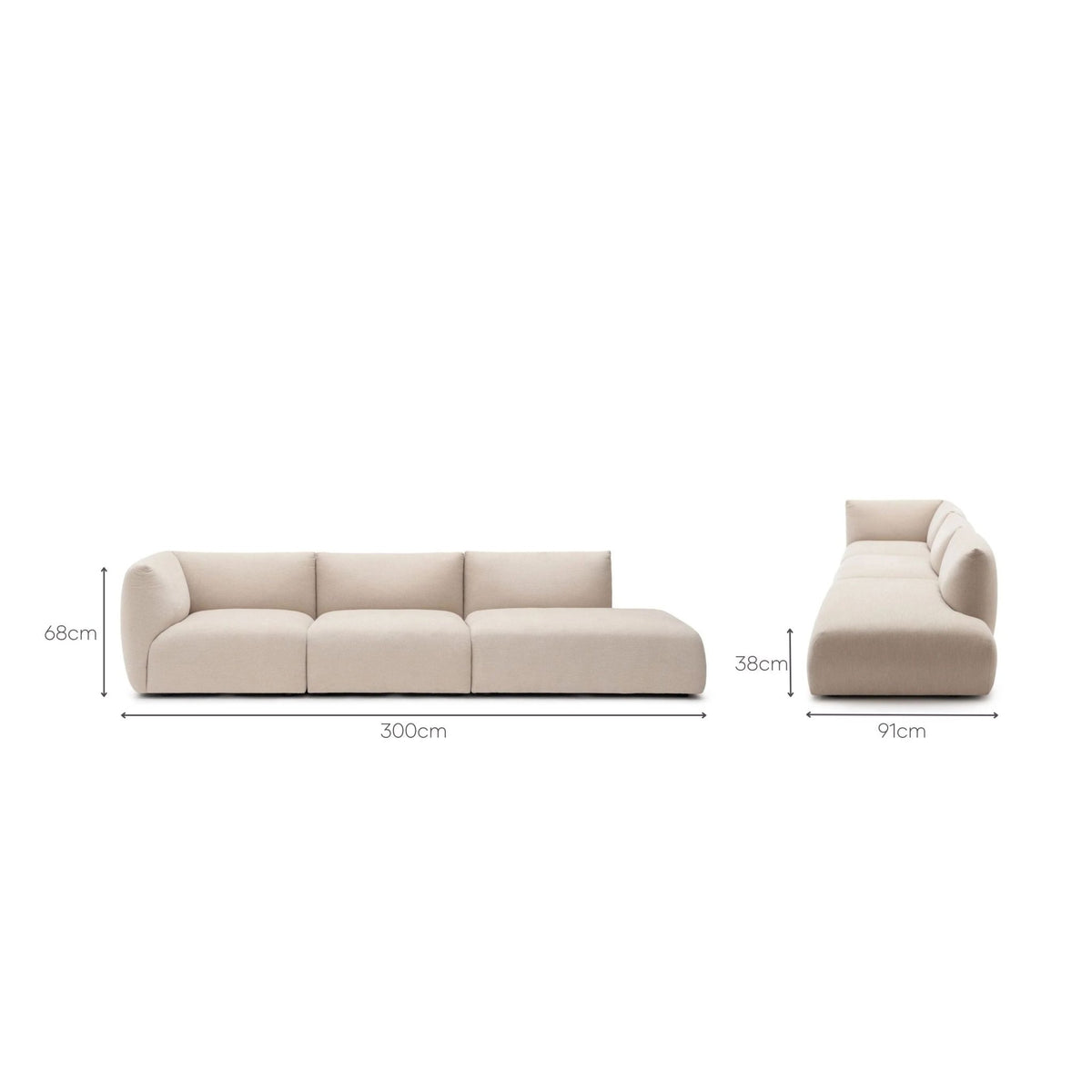 Slipper Large Open Sofa - Bleached Sand - Sofa Natadora Loom Collection Dubai