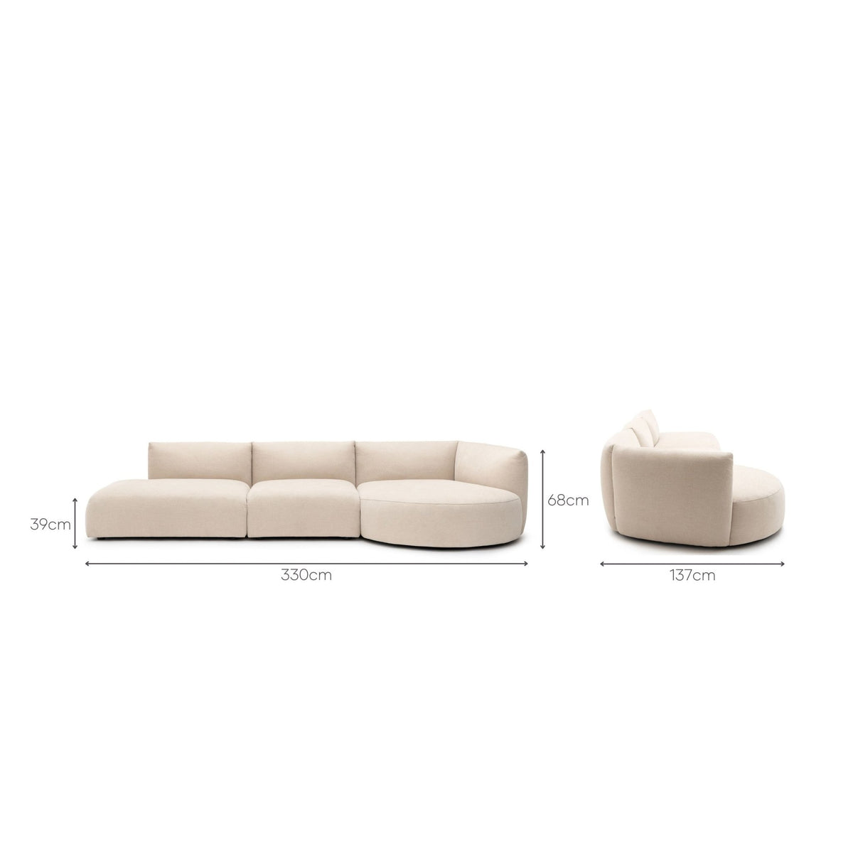 Slipper Lounge Open Sofa - Bleached Sand - Sofa Natadora Loom Collection Dubai