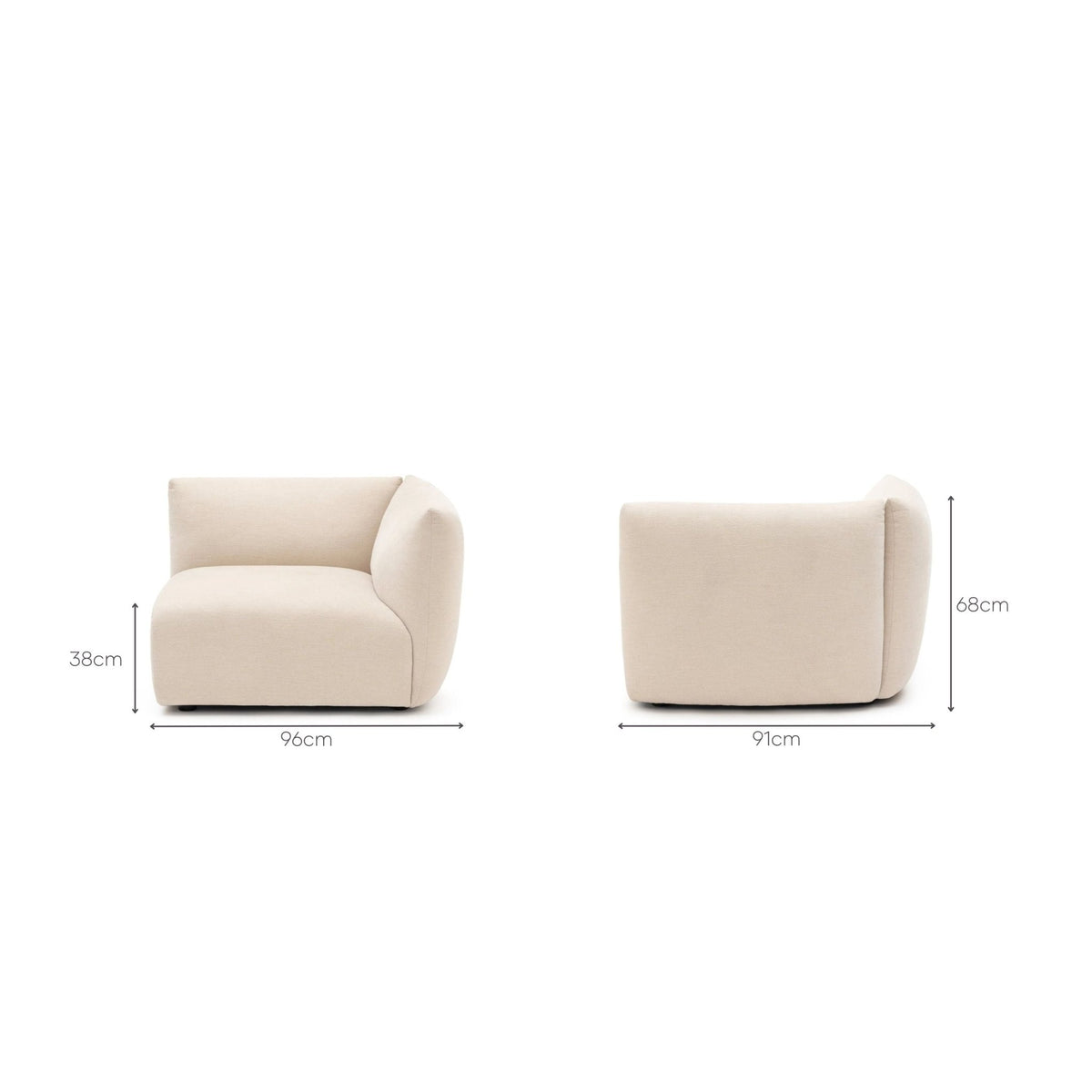 Slipper Right Arm - Bleached Sand - Sofa Natadora Loom Collection Dubai