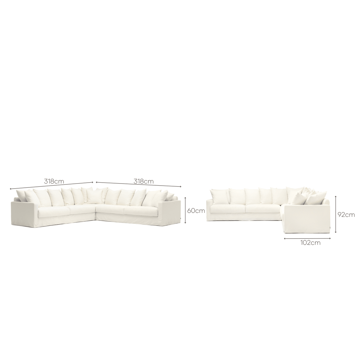Sloopy Corner Sectional Sofa - Summer Ivory - Sectional Sofas Tolv Loom Collection Dubai