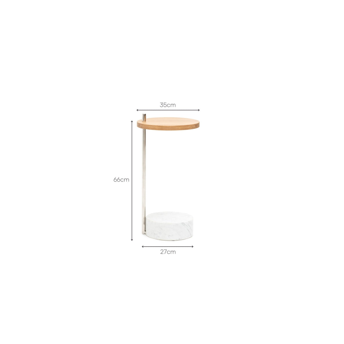 Society Side Table - Light Oak & Bianca Carrara
