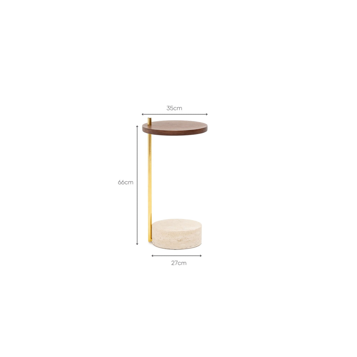 Society Side Table - Walnut & Travertine