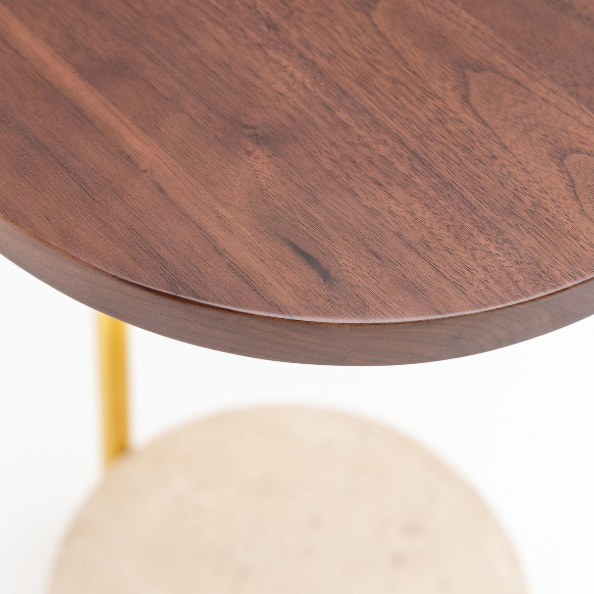 Society Side Table - Walnut & Travertine