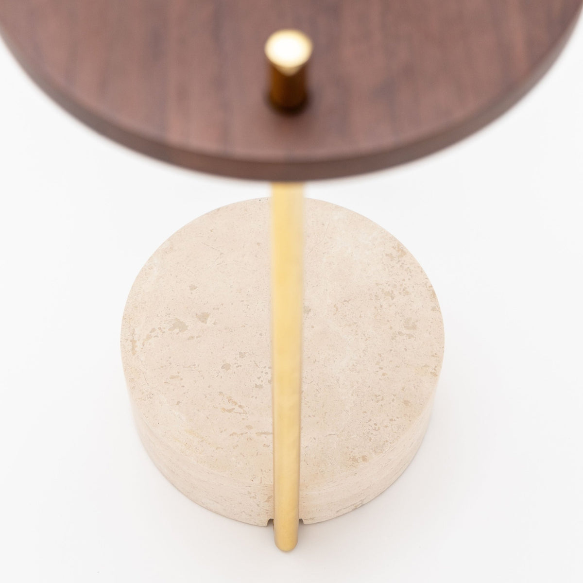 Society Side Table - Walnut & Travertine