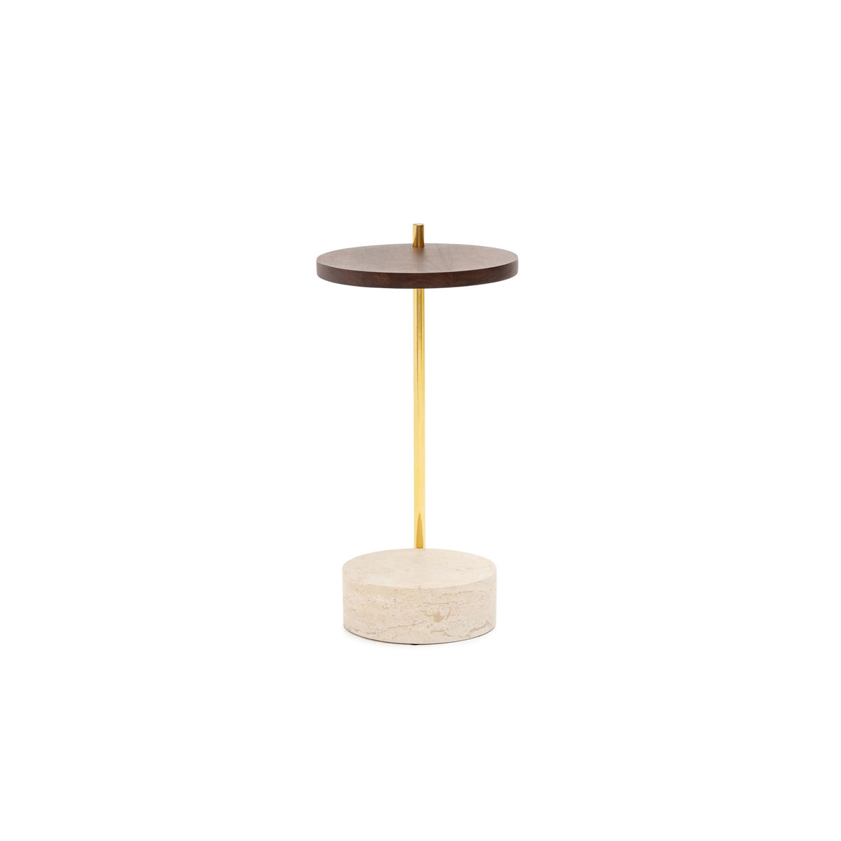 Society Side Table - Walnut & Travertine