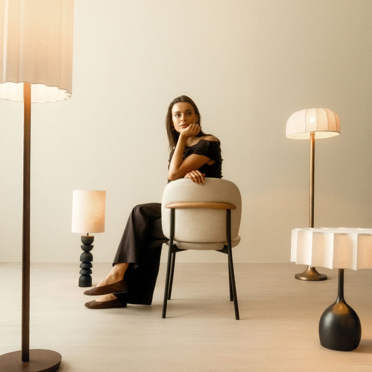 Solace Chair - Light Oak & Limestone Leather - Dining Chairs Natadora Loom Collection Dubai