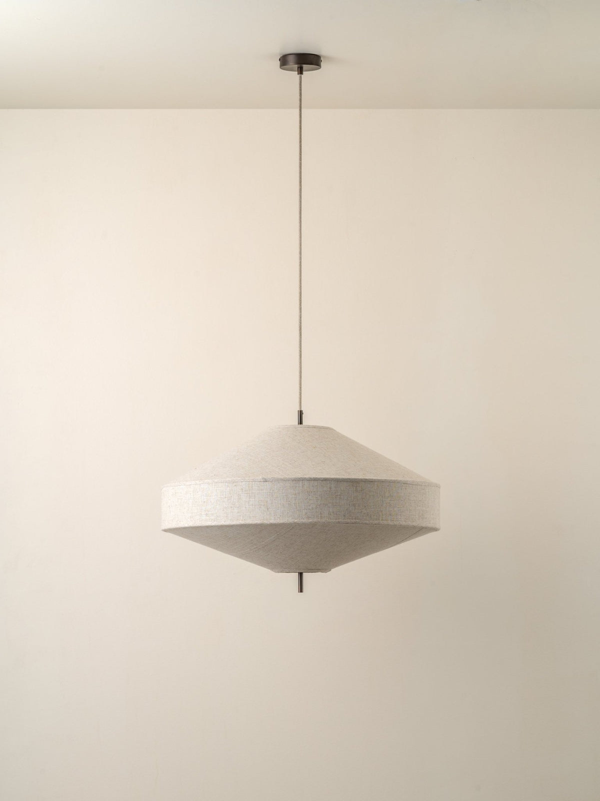 Solara - Large Dark Bronze And Layered Natural Linen Pendant