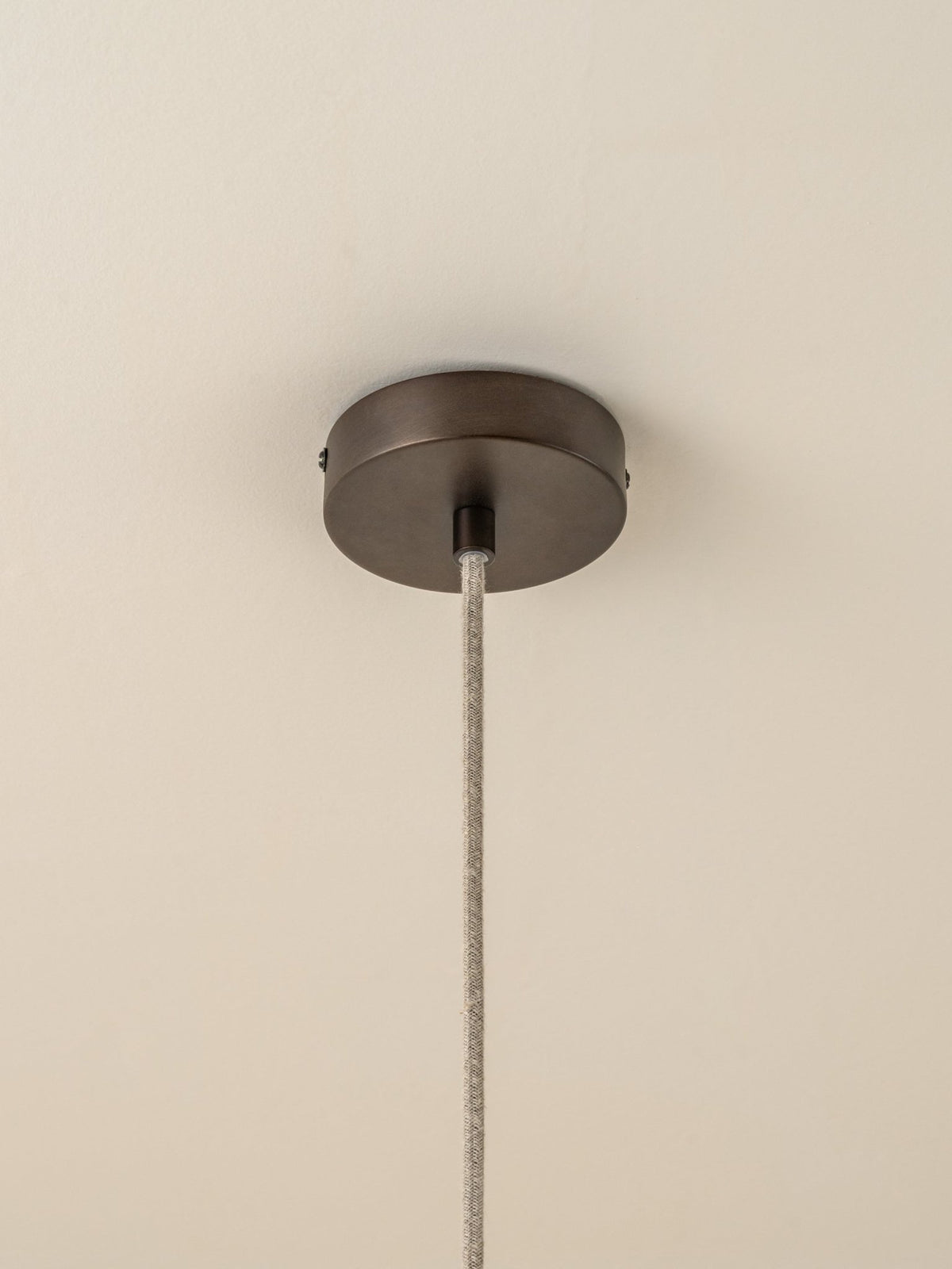 Solara - Large Dark Bronze And Layered Natural Linen Pendant